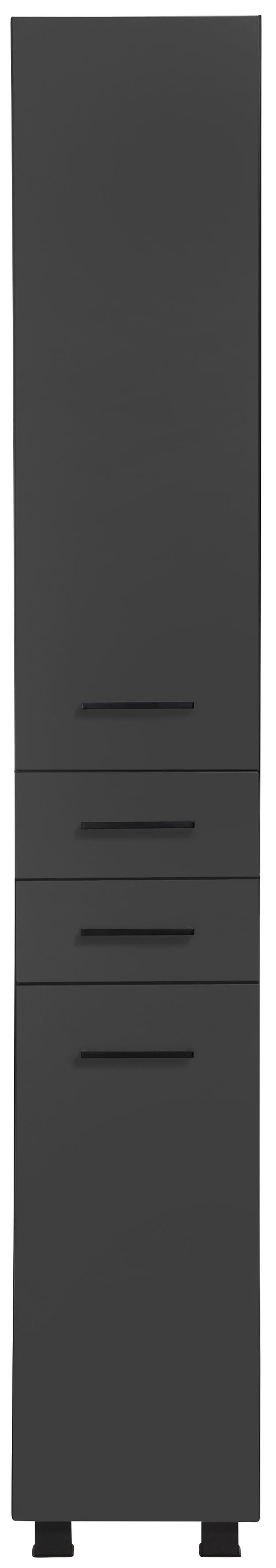 welltime Badmöbel-Set »"Trento", Badezimmer-Set, Hängeschrank, Unterschrank, Hochschrank«, (5 St.), Waschbeckenunterschrank, Spiegelschrank inkl. Aufbauleuchte