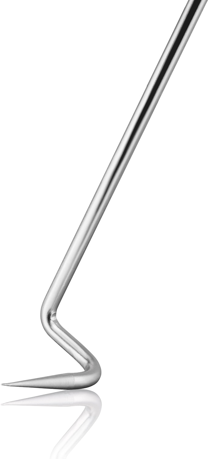 GEFU Grillbesteck-Set »Wendehaken SPARO, Edelstahlhaken« 2-in-1-Fuktion, Aufhängeschlaufe, ergonomischer Walnussgriff
