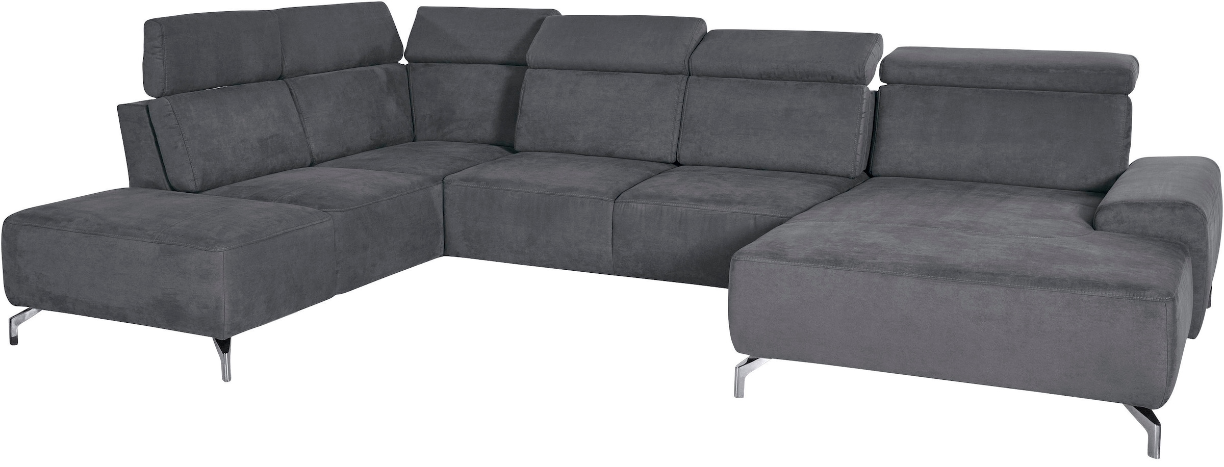 sit&more Wohnlandschaft »Gizeh U-Form«, 12 cm Fußhöhe, inklusive Sitztiefenverstellung und Kopfteilverstellung