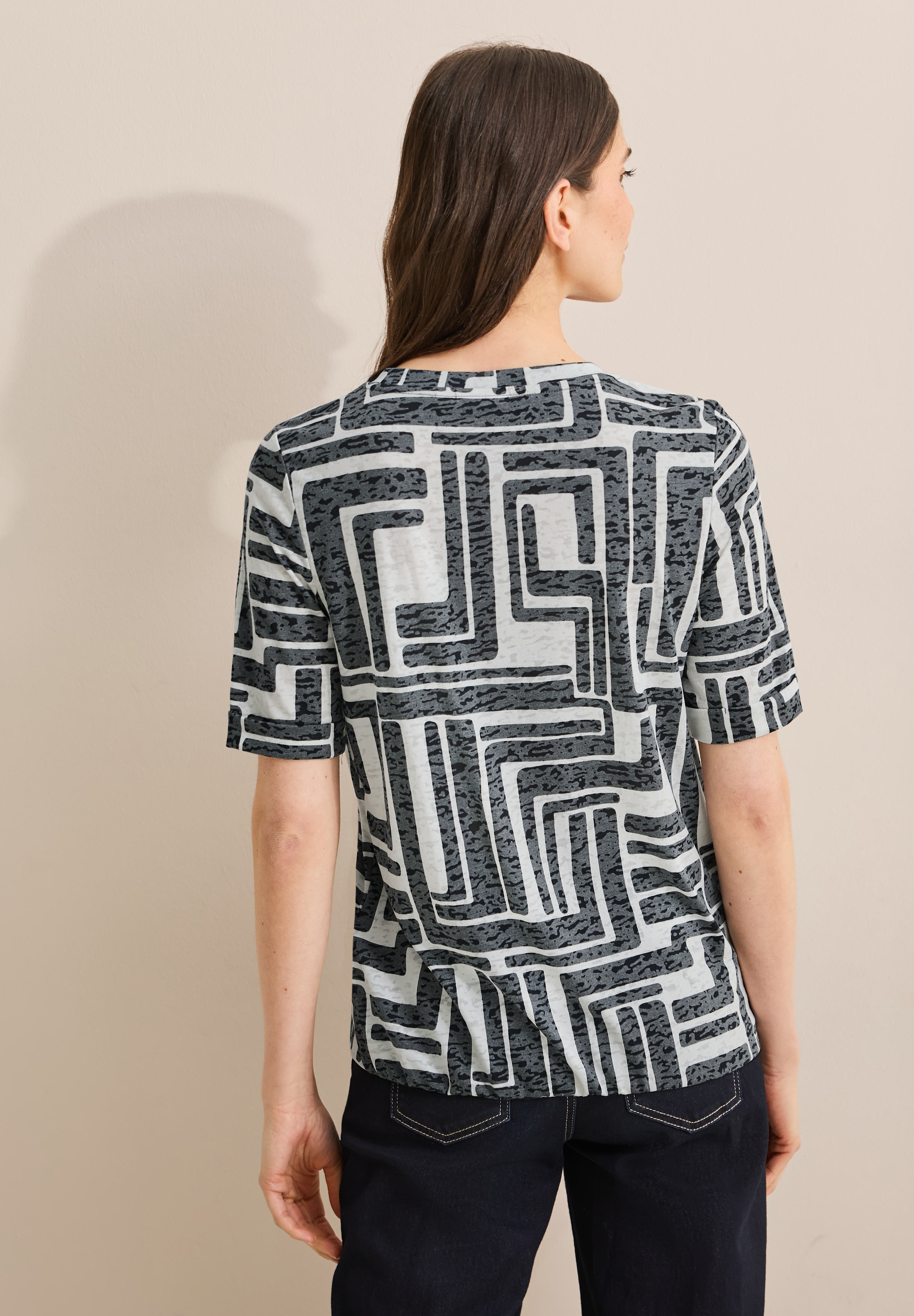 Cecil Rundhalsshirt, aus softem Materialmix