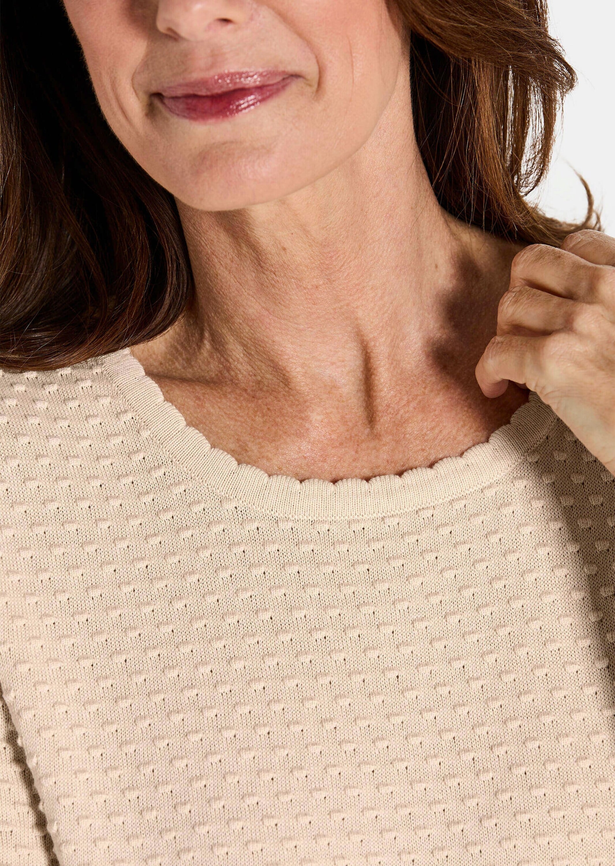 GOLDNER Rundhalspullover »Halbarm Strickshirt mit Rundhals«