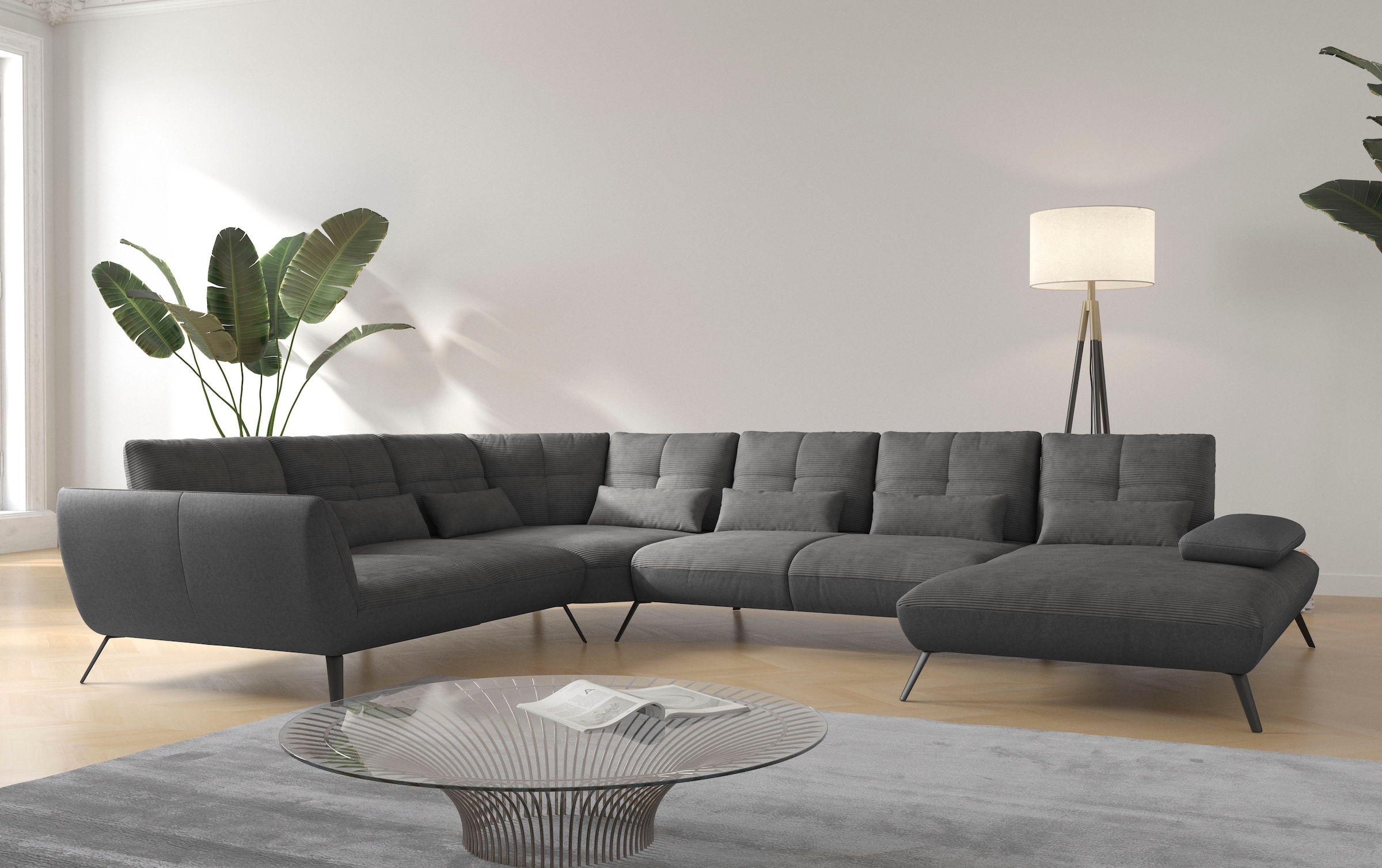 PLACES OF STYLE Wohnlandschaft "Mikado U-Form" inkl. Sitztiefenverstellung günstig online kaufen