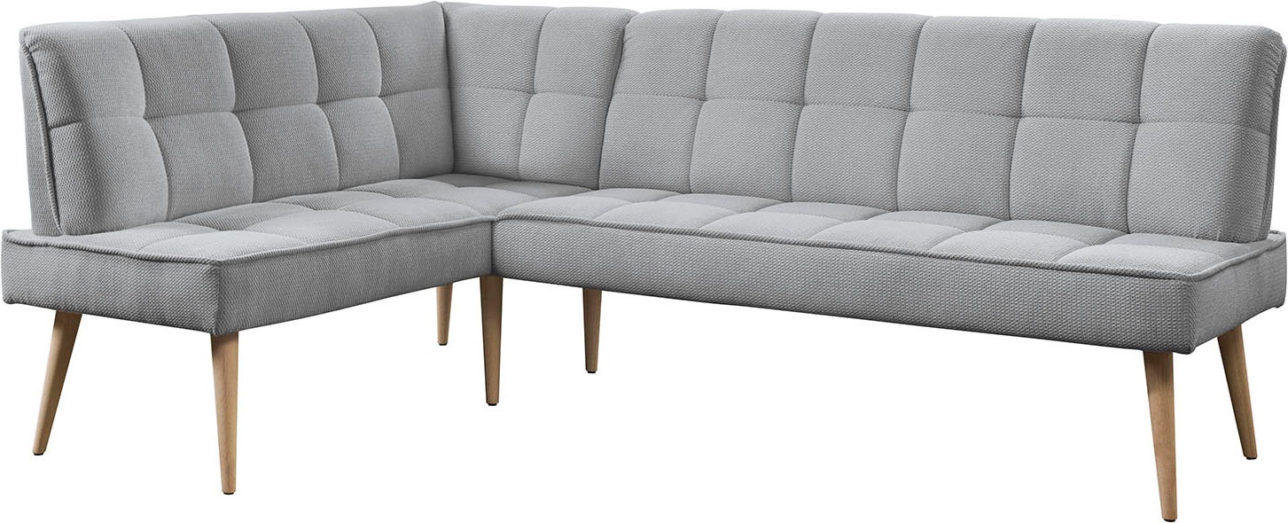 Eckbank EXXPO - SOFA FASHION "Latte", silber, B:234cm H:95cm T:156cm, 94% PES, 6% NY, Sitzbänke, Eckbank, moderne Sitz- und Rückensteppung, bequem und elegant, hoher Holzfuß 2