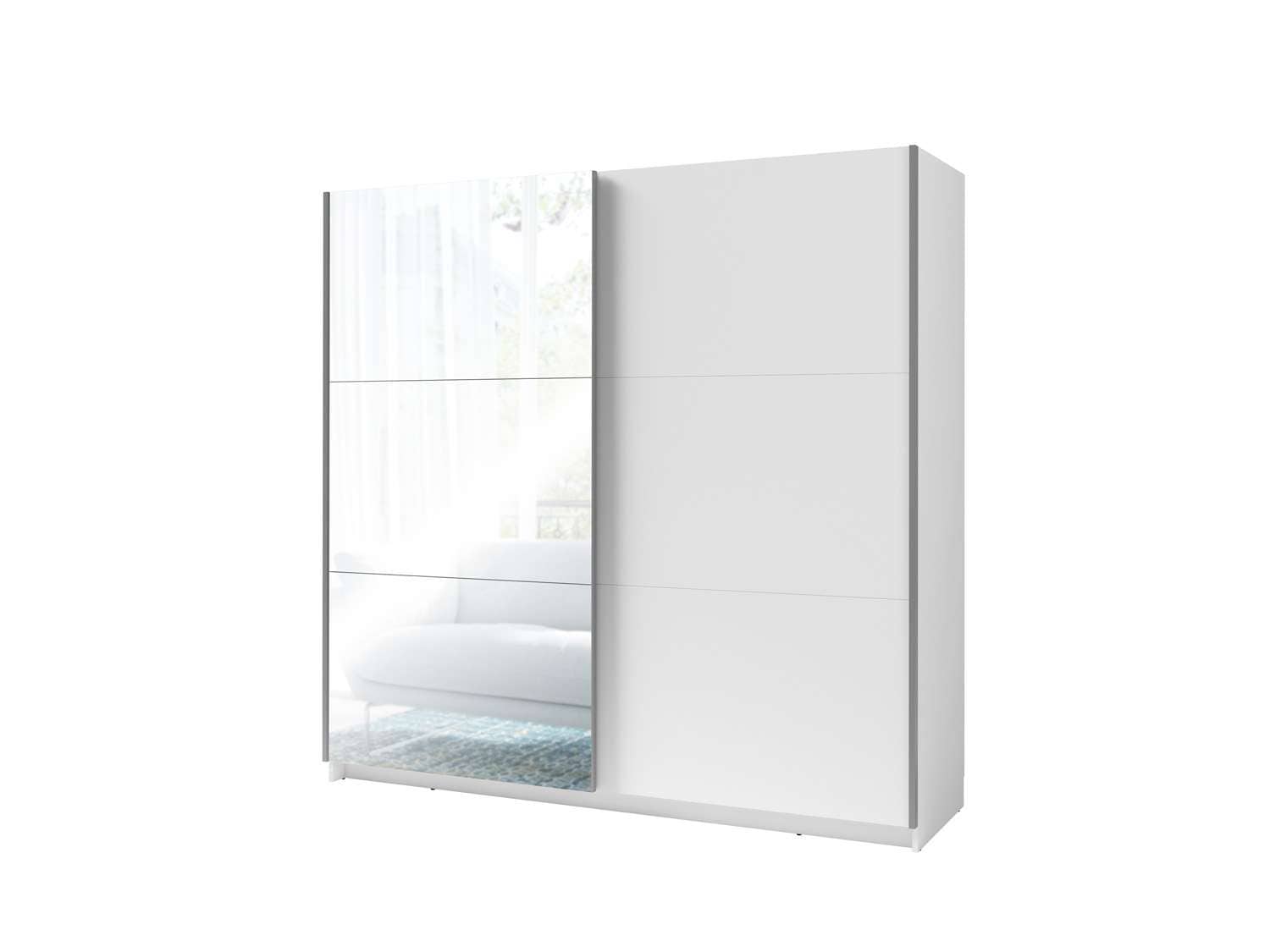 INOSIGN Kleiderschrank »Kleiderschrank Fresno mit 5 Einlegeböden, Spiegel und Kleiderstange«, Garderobe mit 2 Schwebetüren, B/H/T 200/207/62 cm