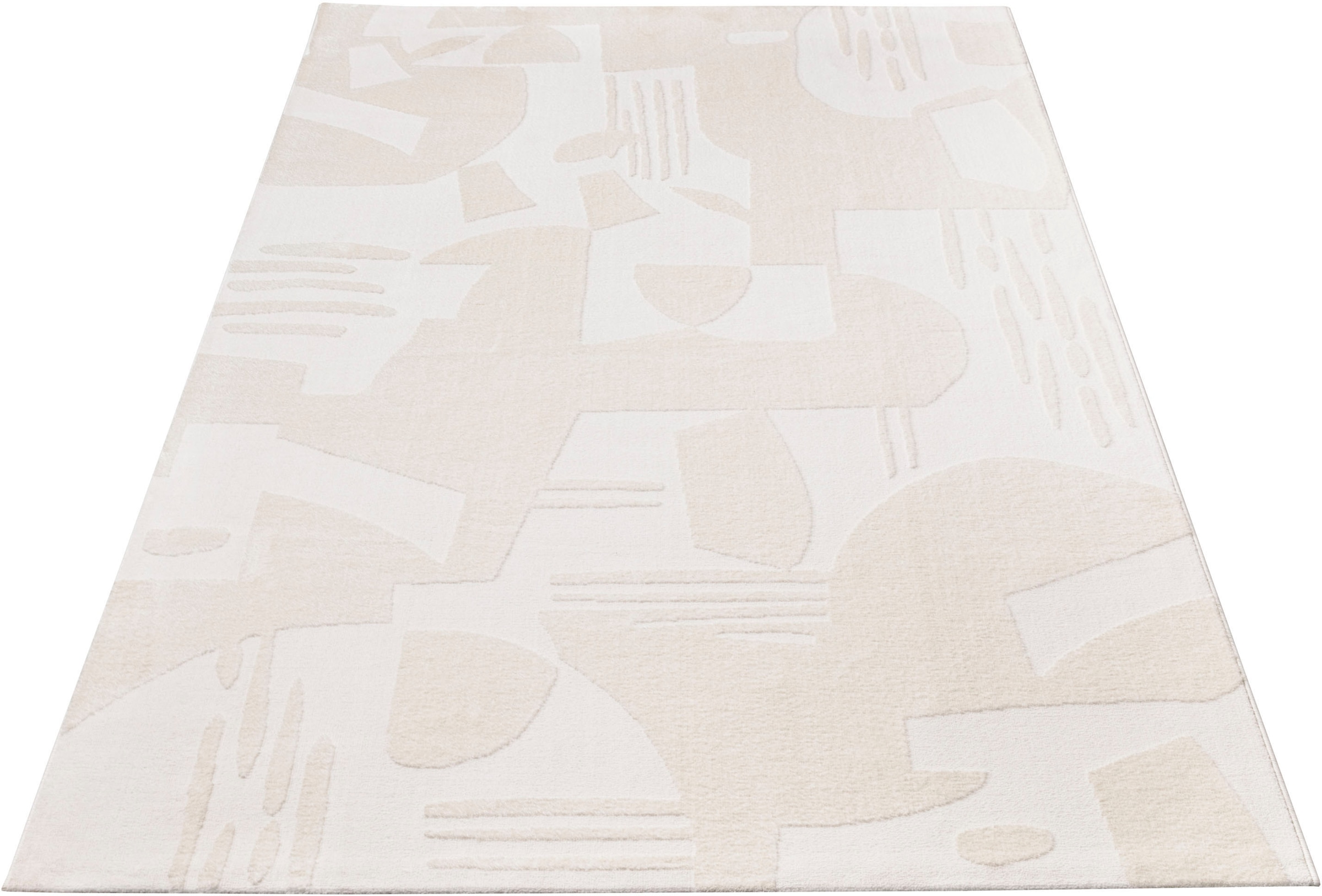 Paco Home Teppich »Luzern 655«, rechteckig, 13 mm Höhe, Kurzflor, Uni Farben, Hoch-Tief-Struktur, Scandi Design