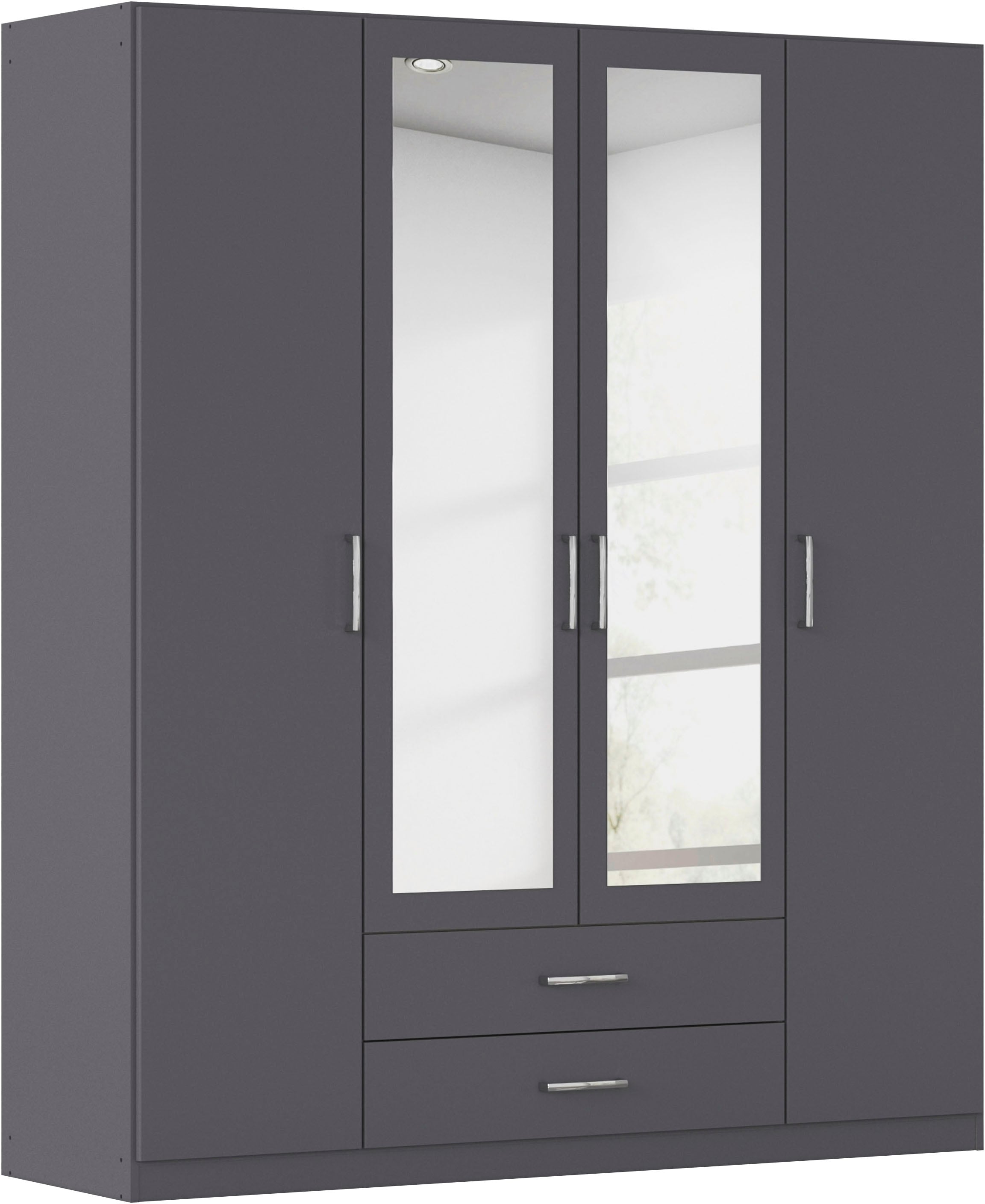 rauch Kleiderschrank "Schrank Garderobe Ankleide GAMMA Breiten 91/136/181/226/271/315/360 cm" in 3 Ausstattungen BASIC/CLASSIC/PREMIUM (inkl. SOFT-CLOSE-Funktion), verschiedene Griff-Varianten, mit Spiegel TOPSELLER MADE IN GERMANY