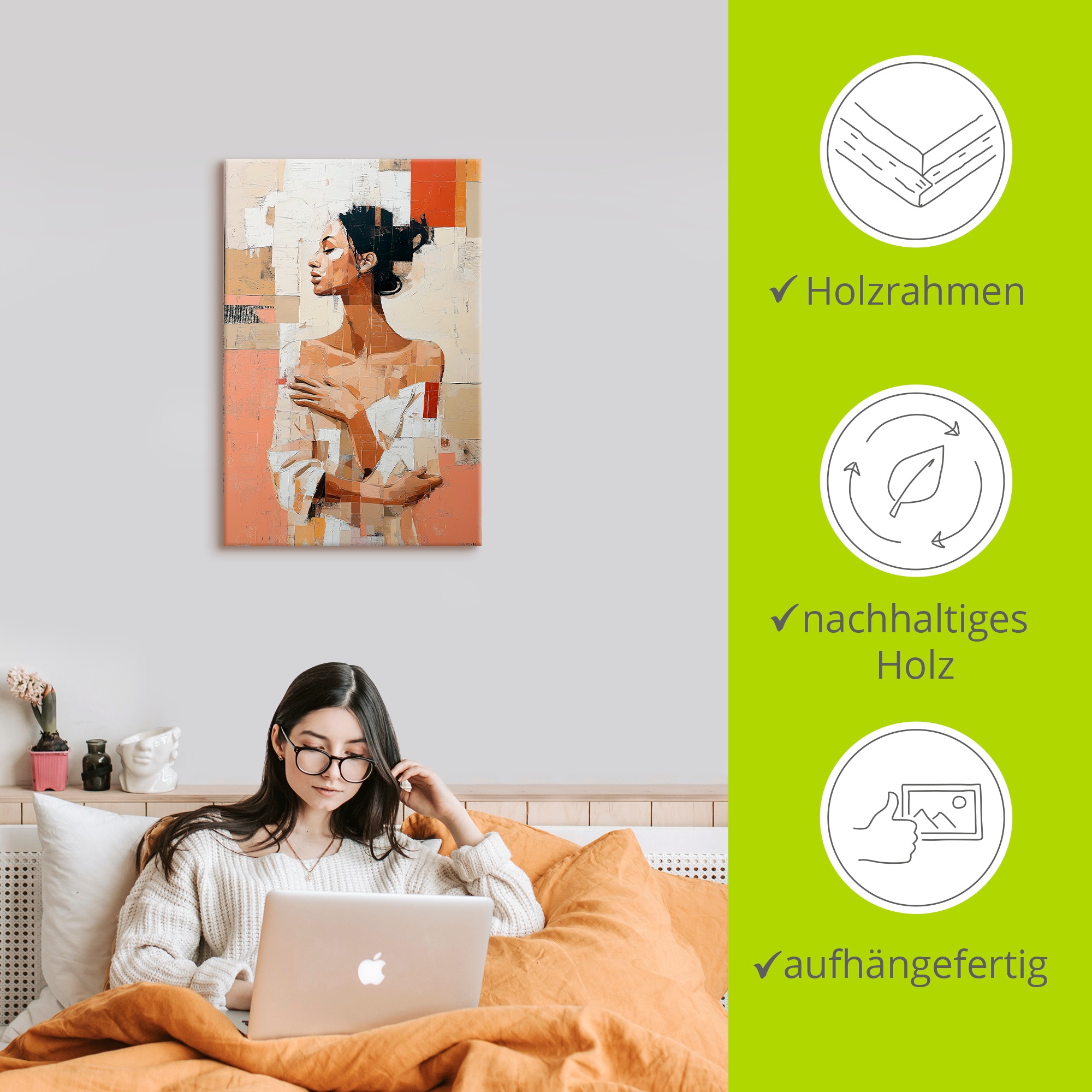 Wandbild ARTLAND "Frau im Fragment", farbe bild(er): naturfarben, B:40cm H:60cm, Bilder, als Alubild, Leinwandbild, Poster, Wandaufkleber in verschied. Größen 2