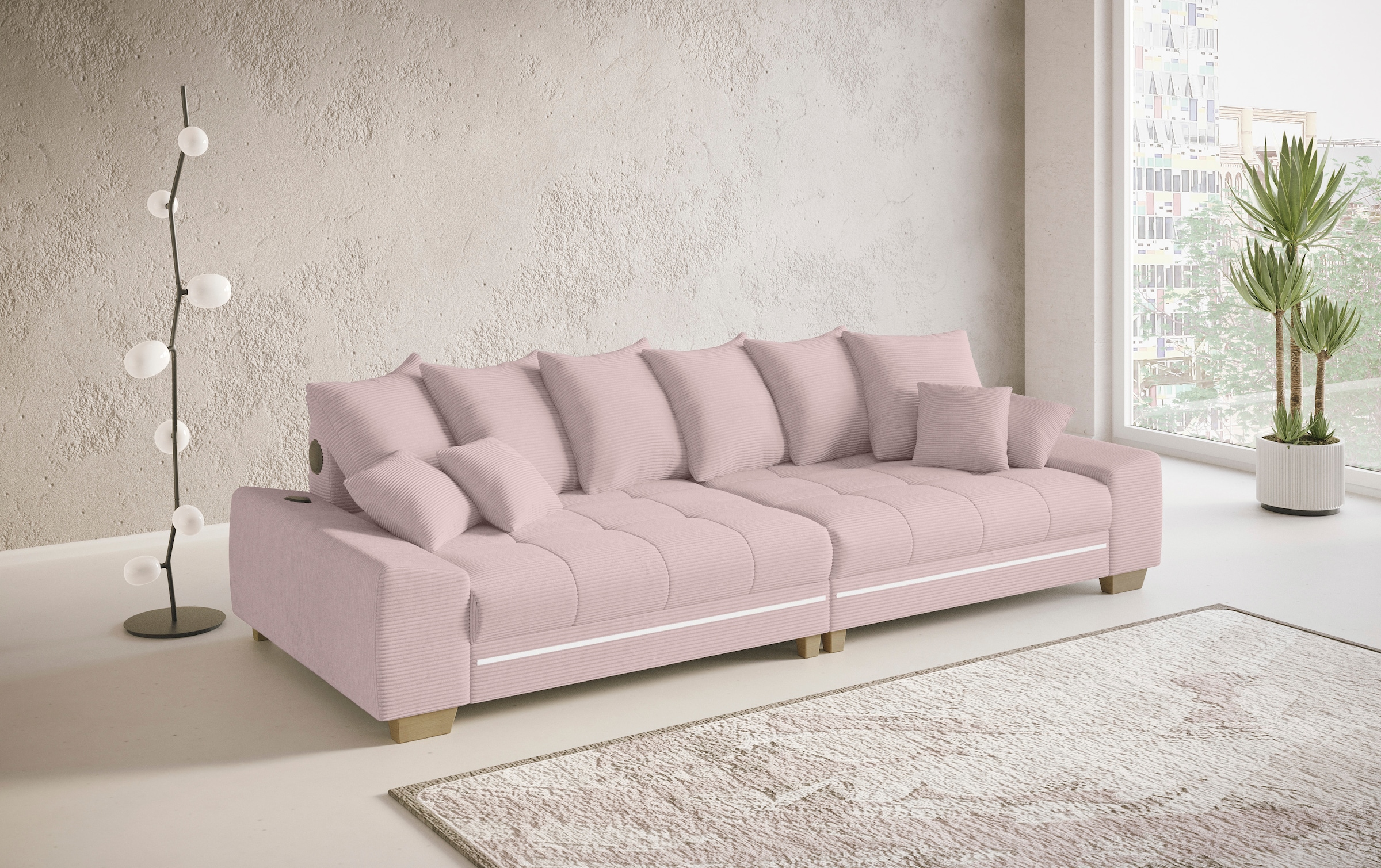 Mr. Couch Big-Sofa »Nikita II«, RGB-LED, Bluetooth-Soundsystem, wahlweise mit Kaltschaum