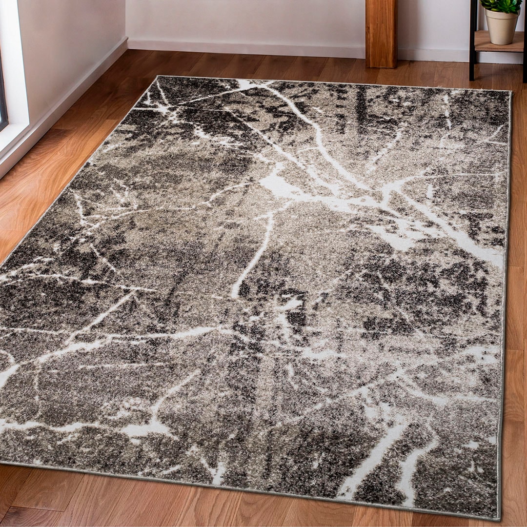 Teppich OTTO HOME "Manrik" Gr. 3, beige (sand), B:120cm H:9mm L:180cm, Kunstfaser, Teppiche, Teppich, mit besonders weichem Flor, Kurzflor, modernes Marmor-Design