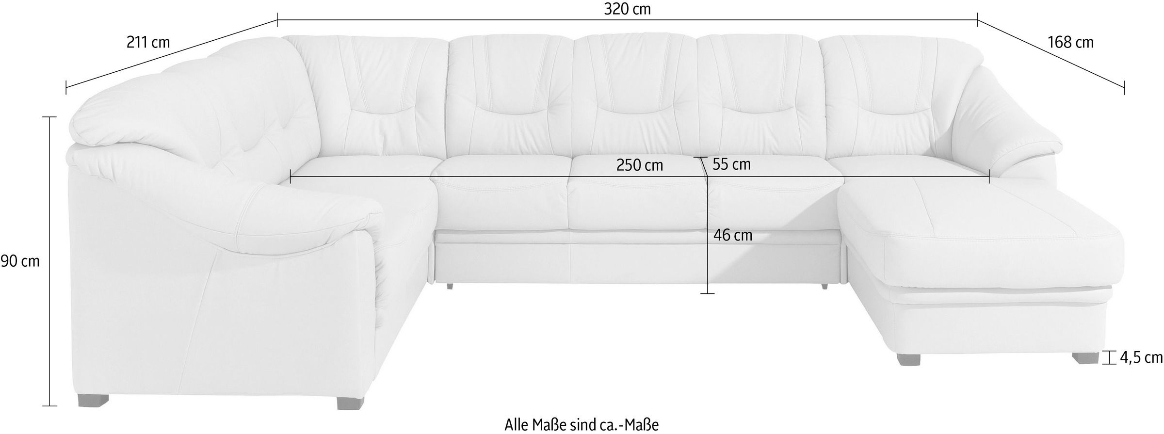 sit&more Wohnlandschaft »Savona U-Form«, wahlweise mit Bettfunktion, inklusive Federkern, frei im Raum stellbar