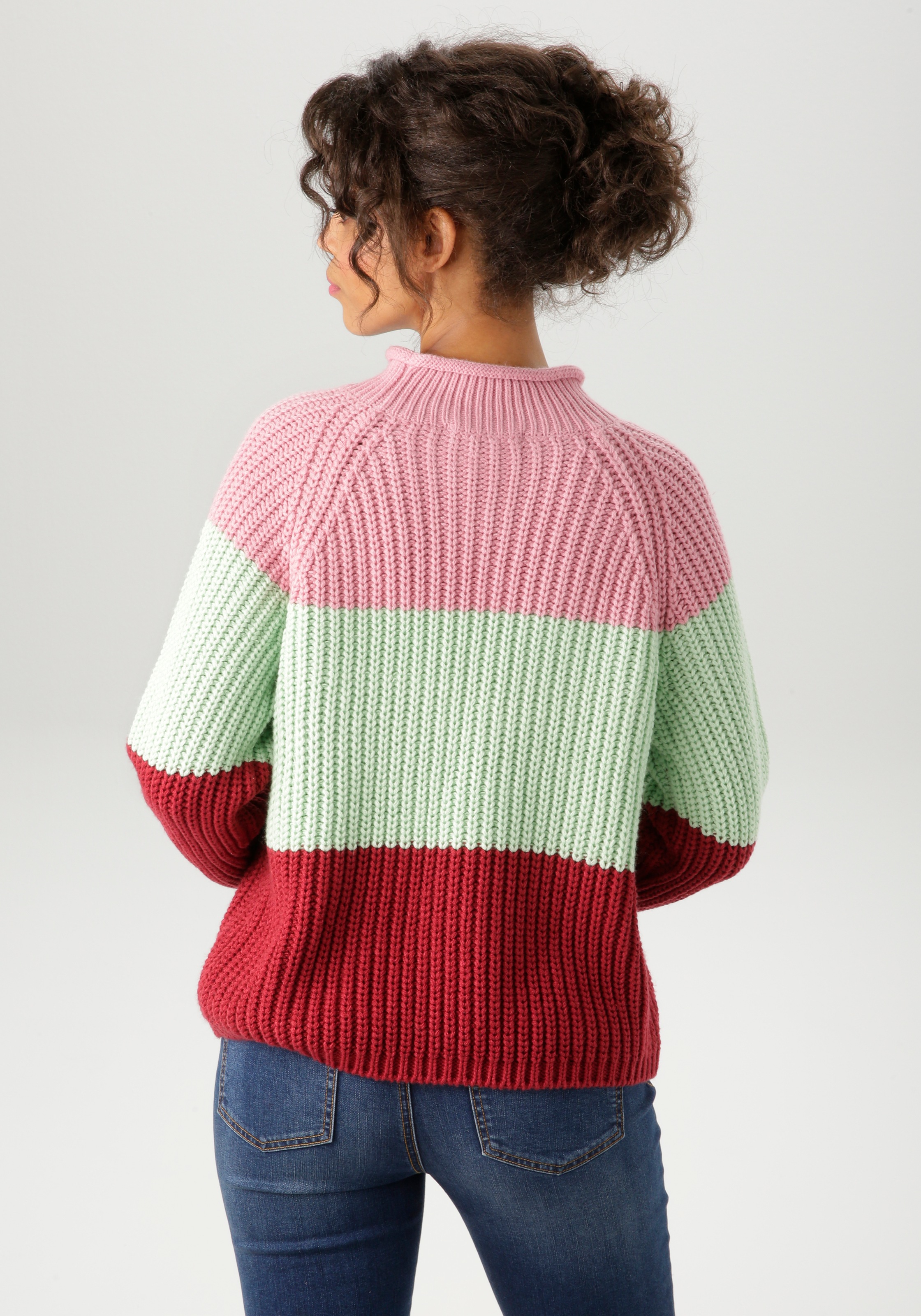 Aniston CASUAL Strickpullover, im trendfarbigen Color-Blocking - NEUE KOLLEKTION