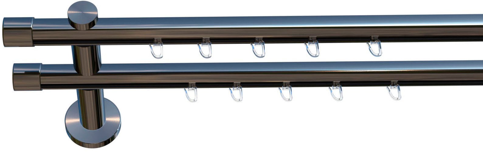 Thumbnail - indeko Gardinenstange "Consul" Ø 20 mm 2 läufig-läufig Wunschmaßlänge Innenlauf Komplett-Set inkl. Gleitern und Montagem...