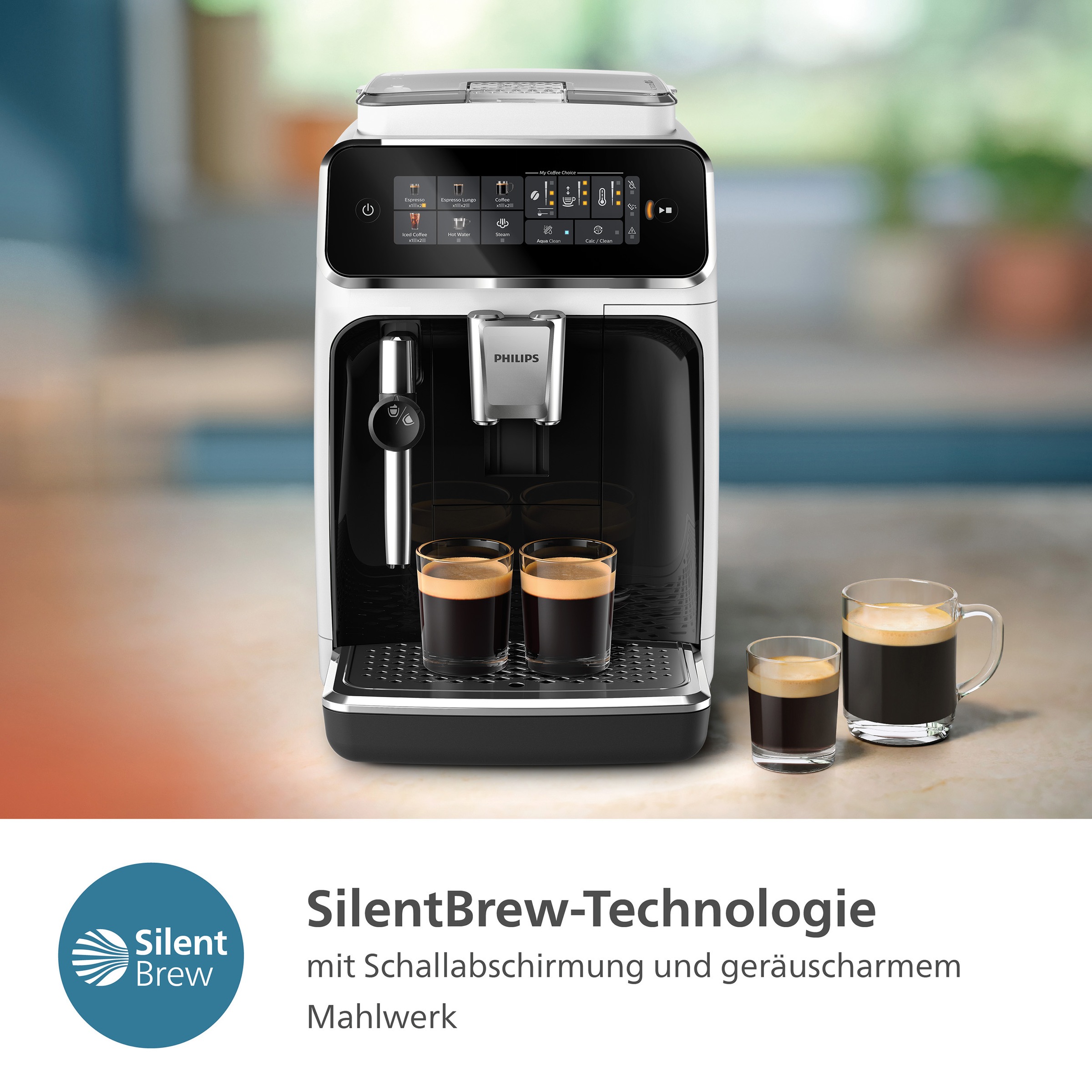 Philips Kaffeevollautomat »EP3323/40 3300 Series«, 5 Kaffeespezialitäten, mit klassischem Milchaufschäumer, Weiß/Schwarz