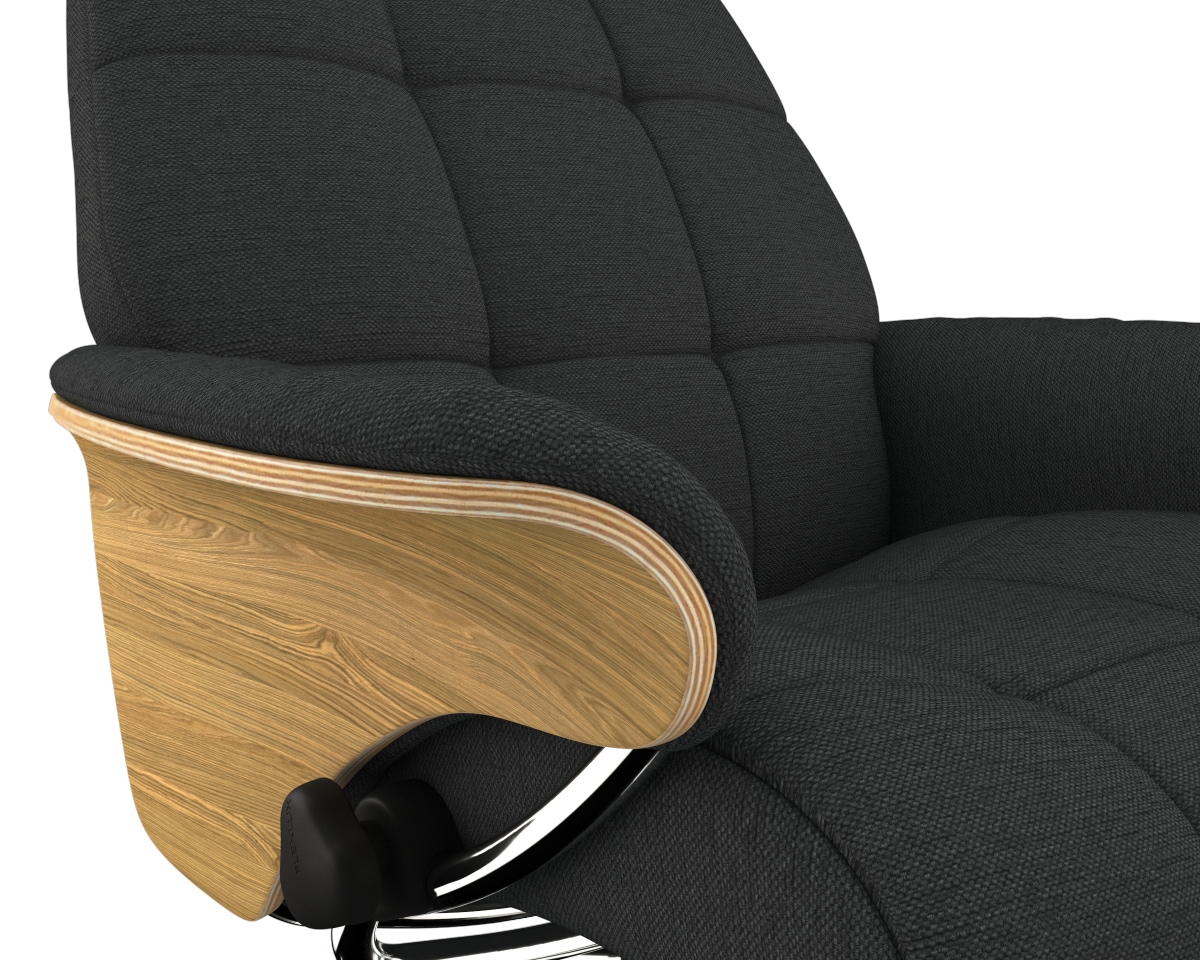 FLEXLUX Relaxsessel »Skagen, Funktionssessel Premium-Komfort, Armlehnen, Drehbar«, Rücken- und Kopfteilverstellung, Fuß Alu, Armlehne Eiche, Drehbar