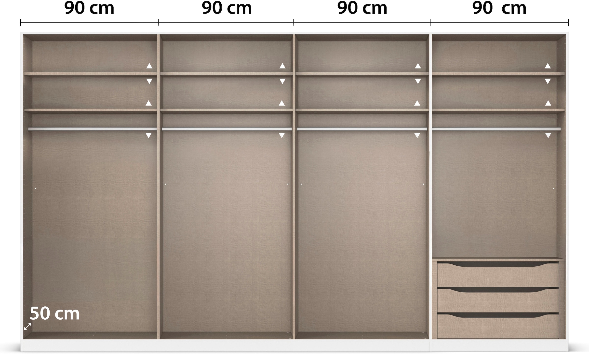 rauch Kleiderschrank »Drehtürenschrank Schrank Garderobe Wäscheschrank Schlafzimmer AVOLA«, (in 3 verschiedenen Ausstattungen BASIC/CLASSIC/PREMIUM), mit hochwertigen Stangengriffen in Schwarz aus Metall MADE IN GERMANY