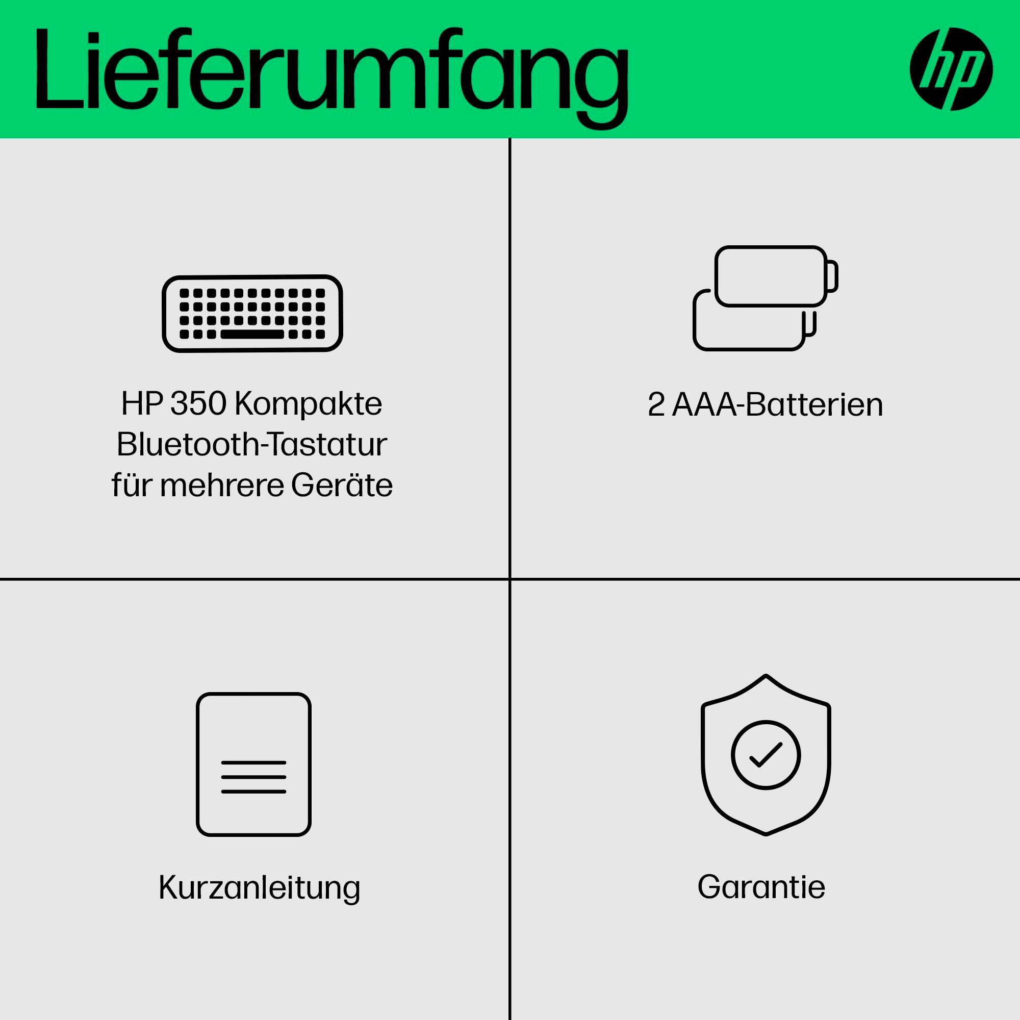HP Tastatur »350 Kompakte Bluetooth-Tastatur«, (Fn-Tasten-Windows-Sperrtaste-Lautstärkeregler)