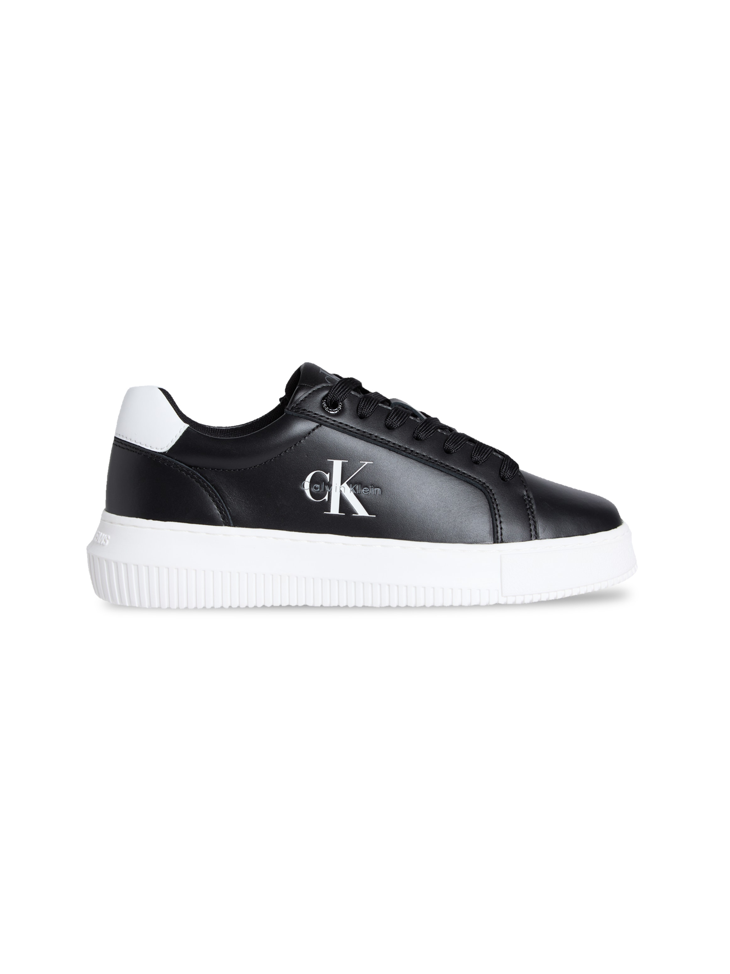 Calvin Klein Jeans Plateausneaker »CHUNKY CUPSOLE MONO LTH WN«, Schnürschuh, Halbschuh, Freizeitsneaker mit seitlichem CK-Logo