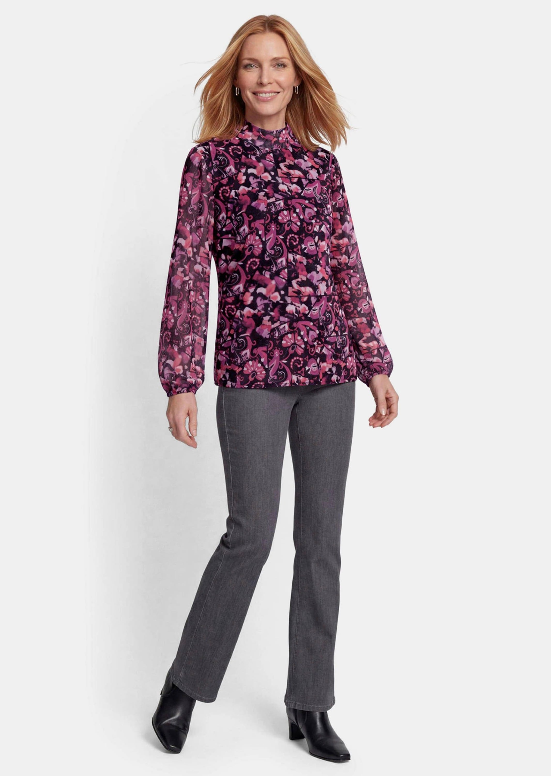 GOLDNER Print-Shirt »Mesh-Shirt mit Paisley-Druck« stretchbequemes Mesh Shirt mit Body mit Viskosejersey unterfüttert