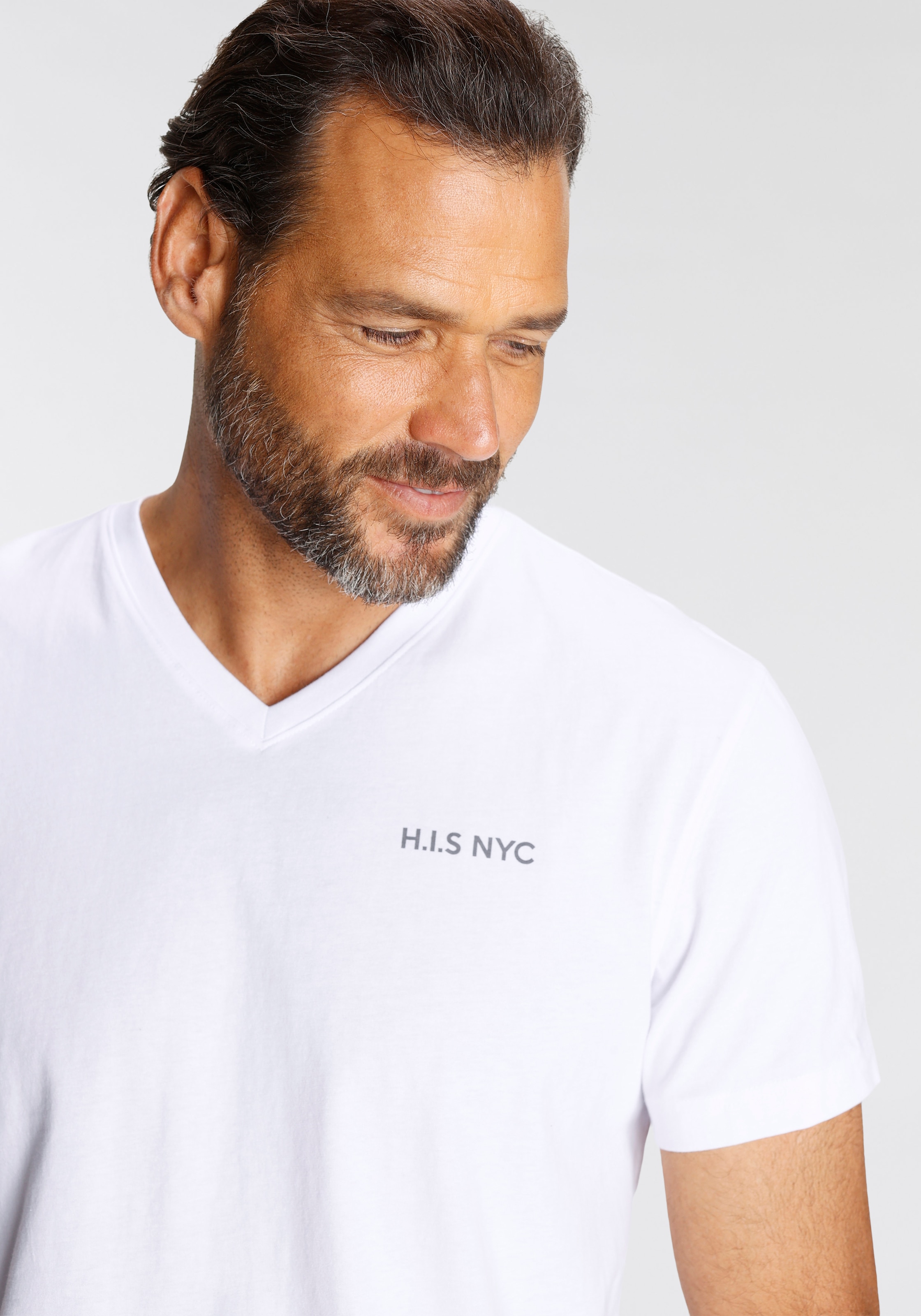 H.I.S V-Shirt, (3-er Pack), Kurzarm, Slim Fit, aus Baumwolle