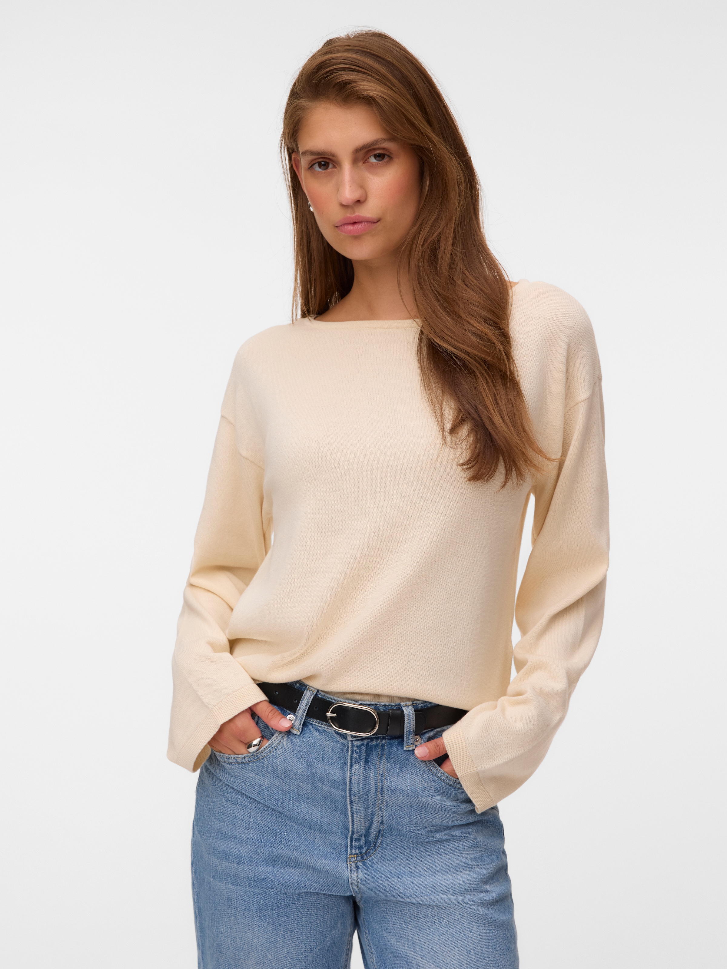 Vero Moda Strickpullover "VMNOMA LS BOATNECK PULLOVER NOOS" Baumwolle