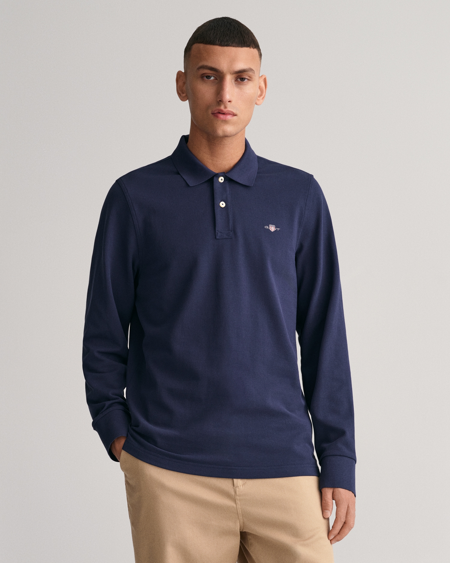 Gant Poloshirt "REG SHIELD LS PIQUE RUGGER", mit Logotickerei auf der Brust