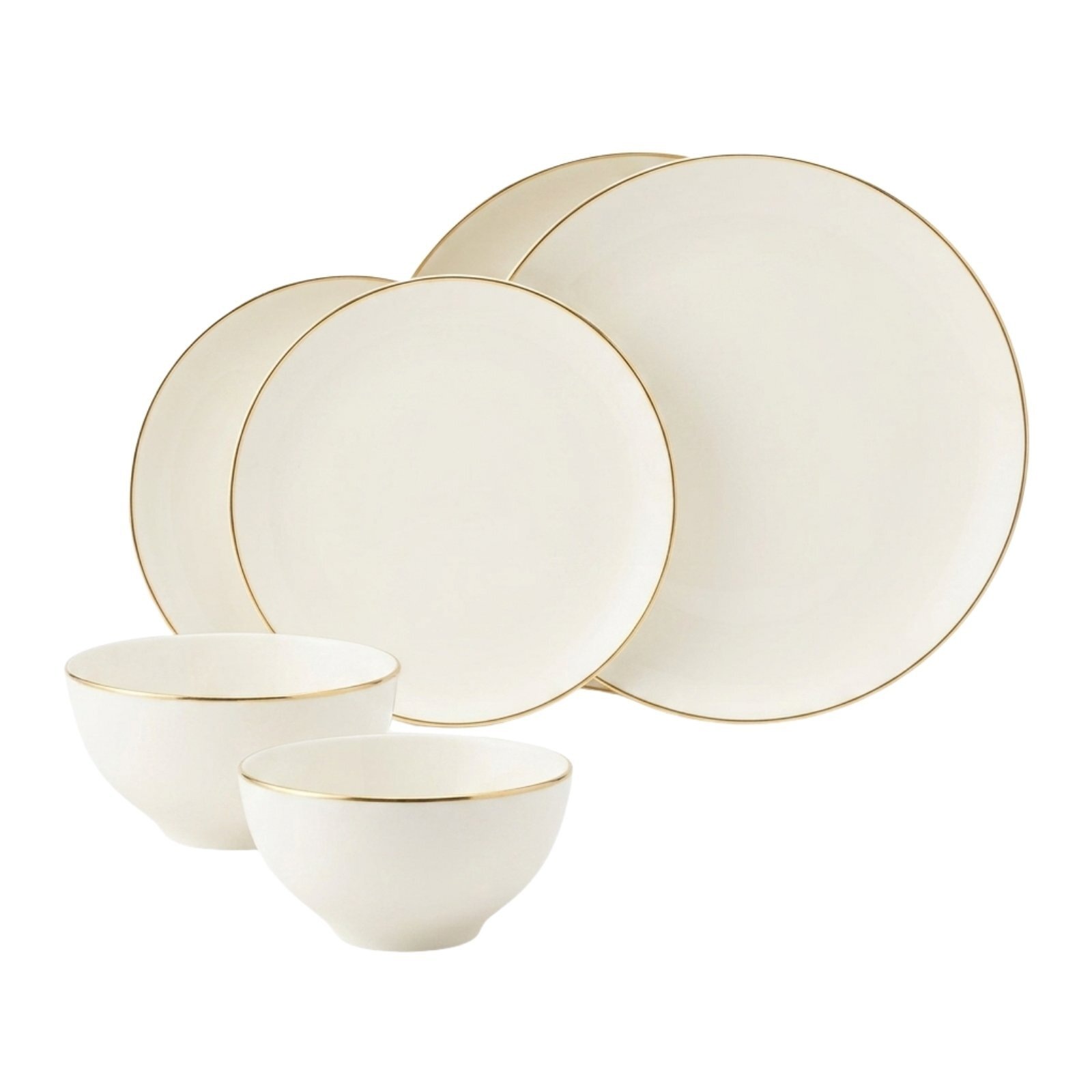 Seltmann Weiden Geschirr-Set "Basic-Set Savona Goldlinie 6er Set creme" Spülmaschinenfest, Mikrowellensicher, Ofenfest