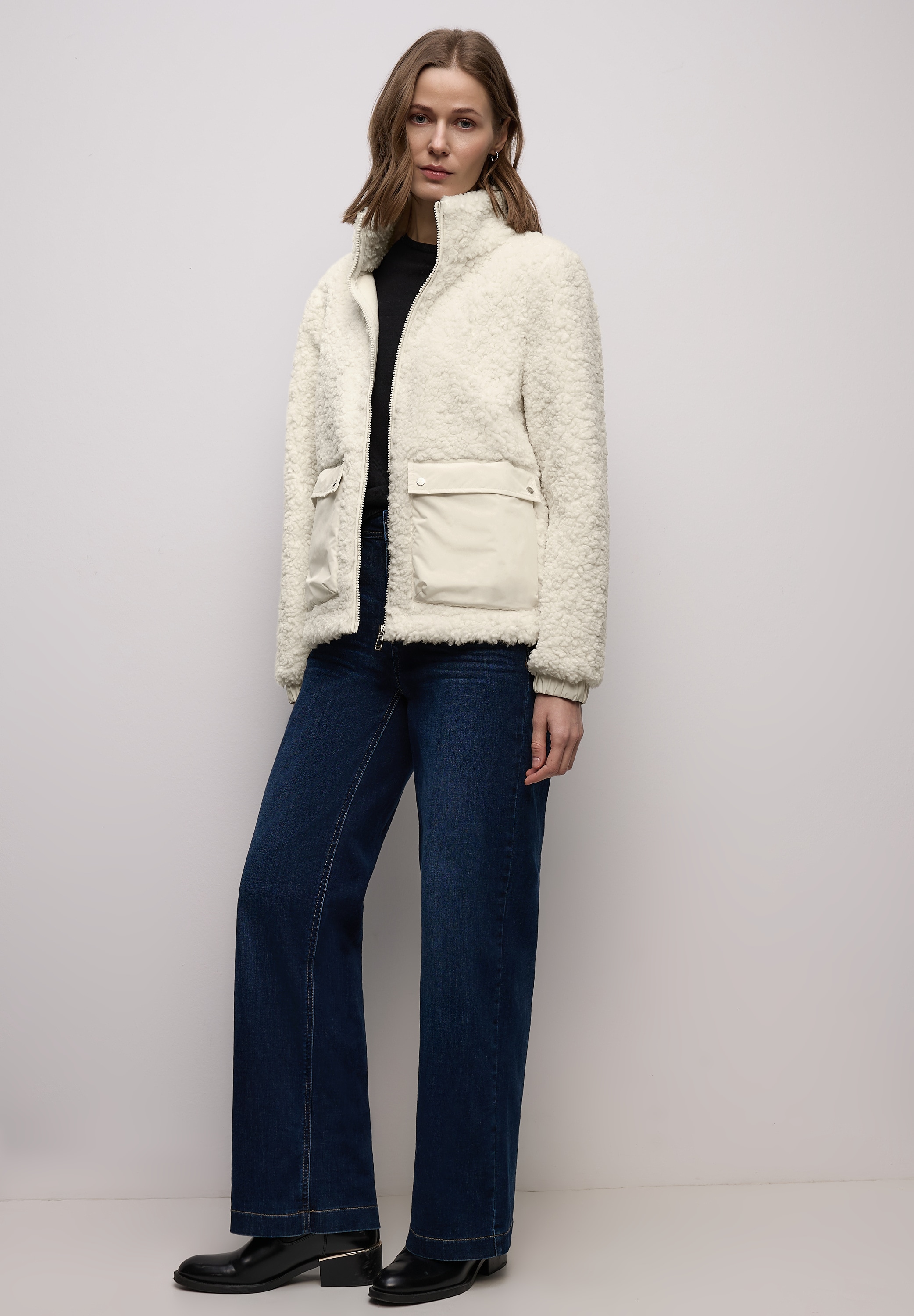 STREET ONE Fellimitatjacke ohne Kapuze mit aufgenähten Taschen