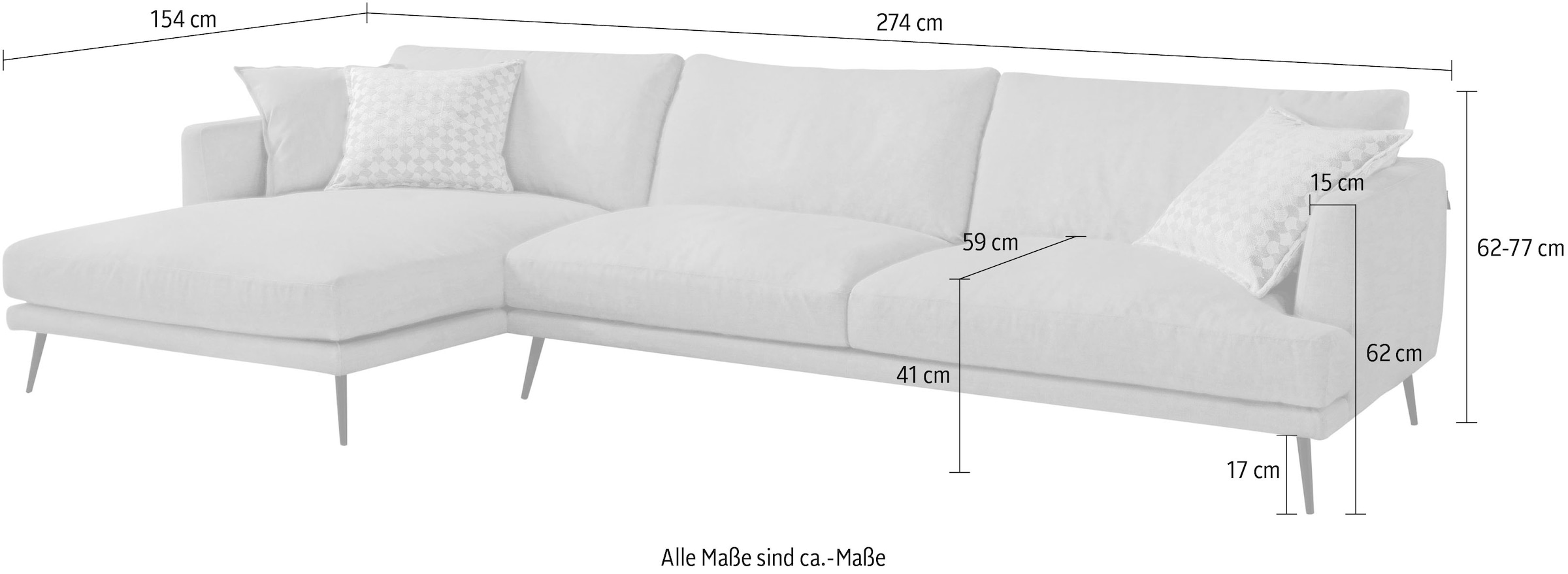Egoitaliano Ecksofa »Sophia, Designsofa mit extrakomfortablem Sitzkomfort«, mit Daunenfederung, L-Form