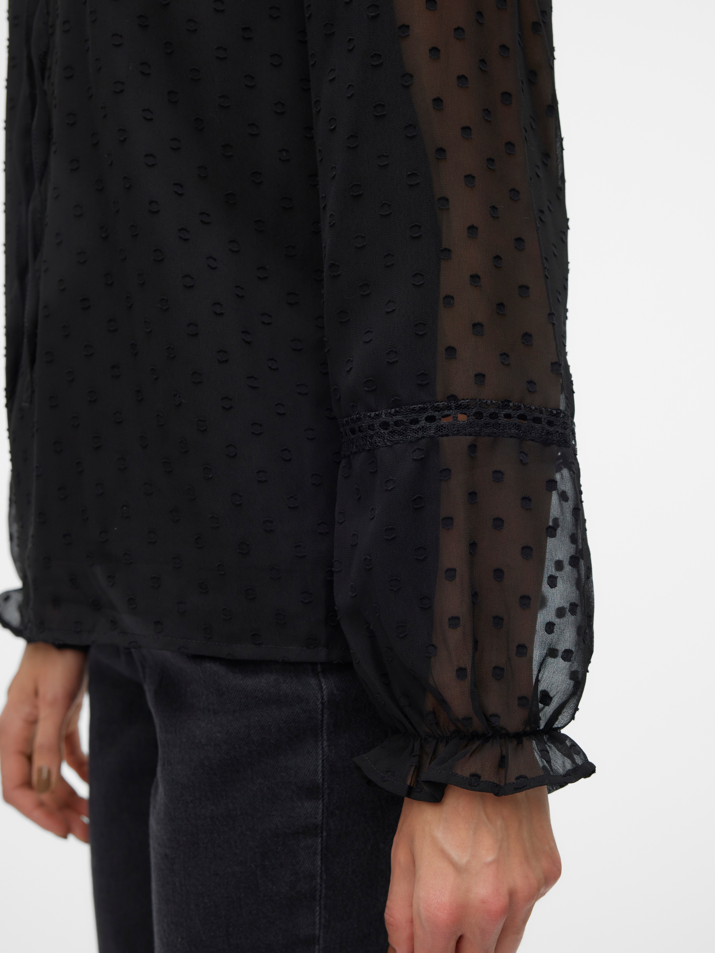 Vero Moda Langarmbluse »VMLEAH LS LACE TOP WVN GA NOOS«