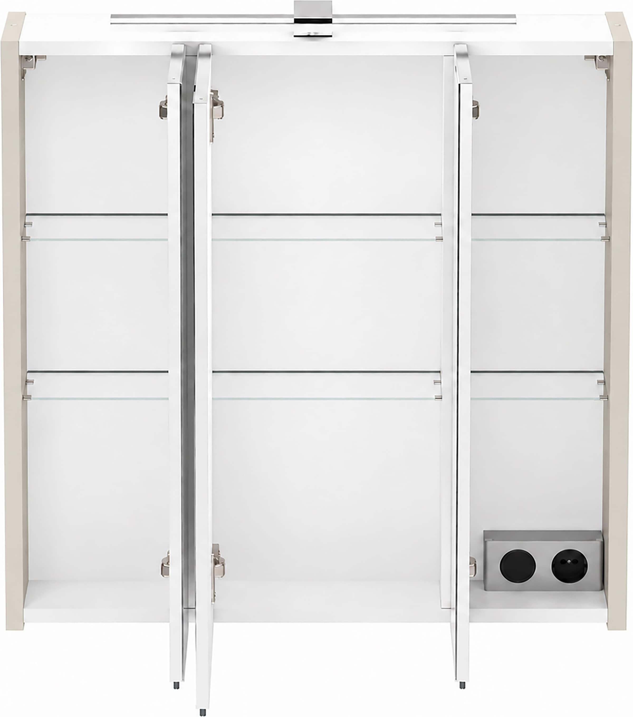 Schildmeyer Spiegelschrank »Saga, inkl. LED-Aufbauleuchte, Breite 70 cm, Made in Germany« 1 Stk. tlg. Rundumblick durch nach innen öffnende Türen, Made in Germany