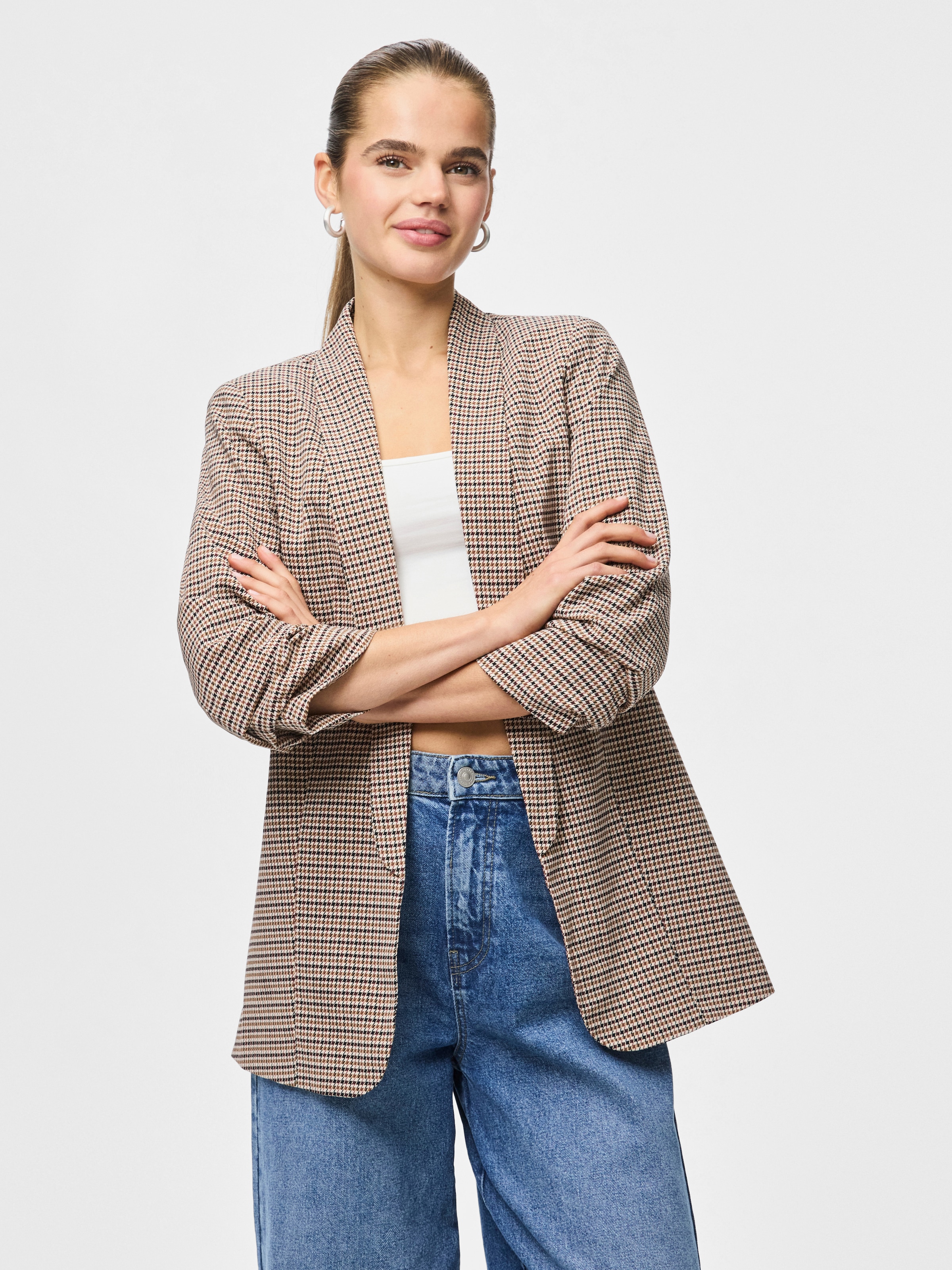 pieces Blusenblazer "PCBOSELLA 3/4 PRINTED BLAZER NOOS" mit 3/4 Ärmel