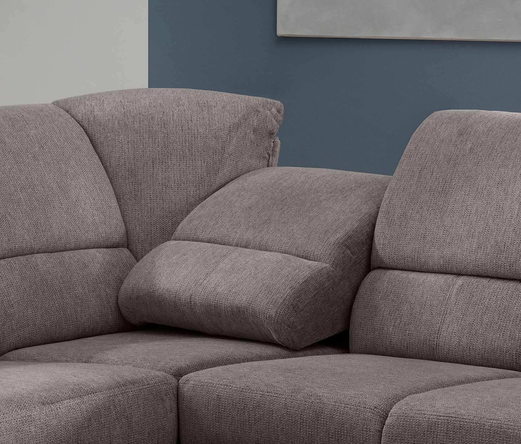 Home affaire Ecksofa »Pisa L-Form, mit Schlaffunktion, Stauraum, 2x höhenverstellbare«, Kopfstützen und Relaxfunktion im Eckelement