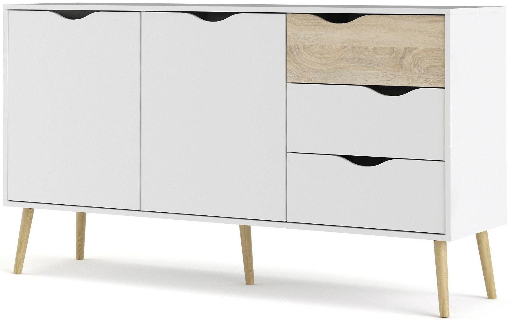 andas Sideboard »Oslo Aufbewahrung, Schubladenschrank,«, Kommode mit 2 Türen, 3 Schubladen, Breite 147 cm, Höhe 81 cm