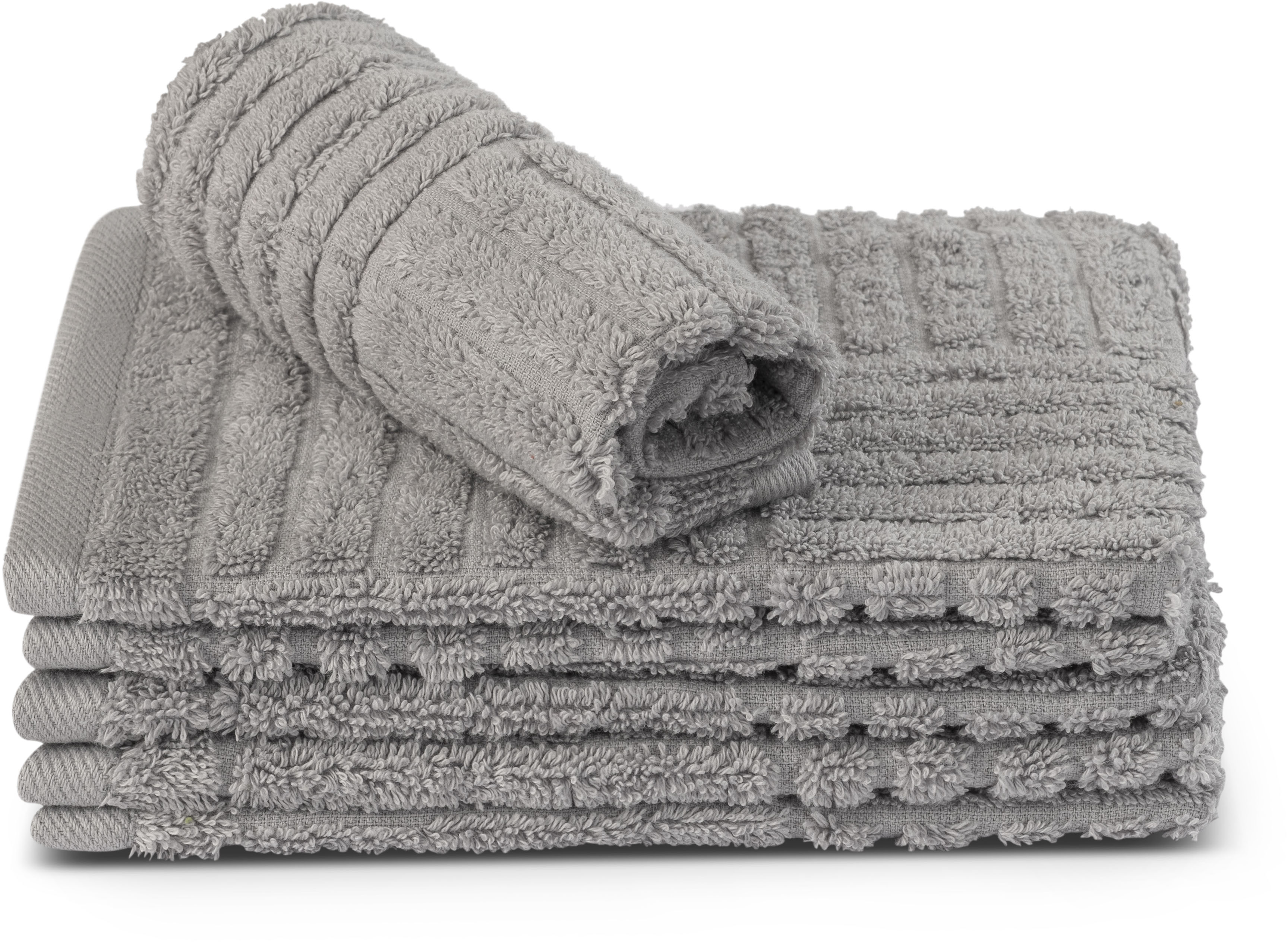 Waschhandschuh ROSS, B:16cm H:1cm L:22cm, grau, Frottier, Waschlappen, "CARRE", 100% Baumwolle, Rippenstruktur, große Farbauswahl