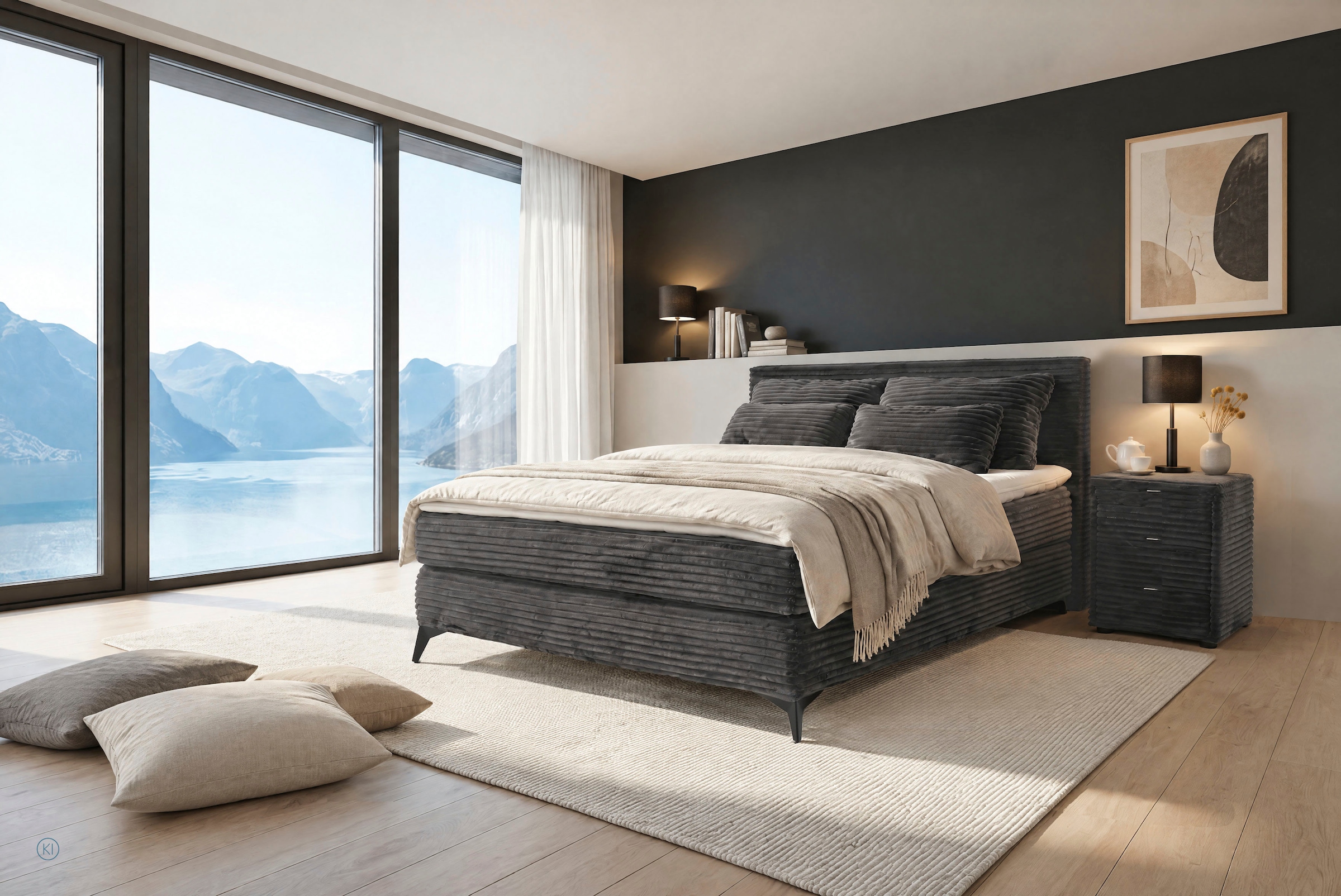 Jockenhöfer Gruppe Boxspringbett »PAULINA inkl. Bonnell- oder Taschenfederkernmatratze H3-H4« 140x200 cm oder 180x200cm, Chenille oder Cord