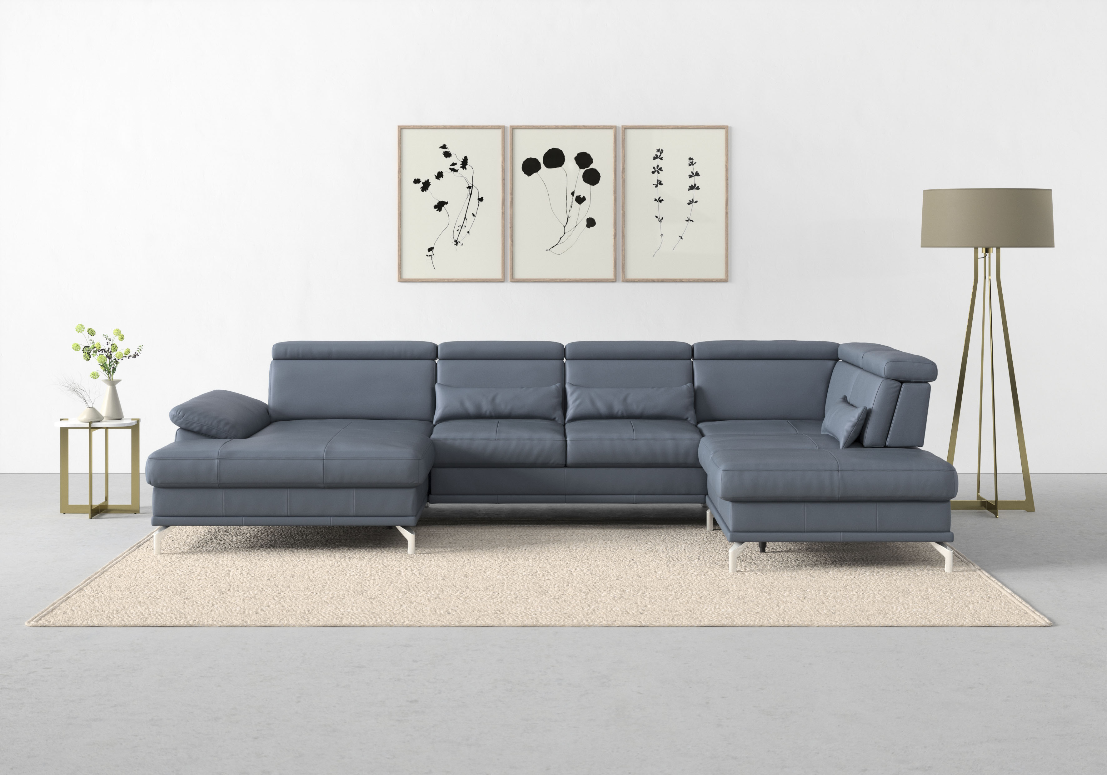 sit&more Wohnlandschaft "Cabrio U-Form, B: 359 cm, mit Sitztiefen-, Arm- & Kopfteilverstellung" 3 Nierenkissen, Federkern, mit Schlaffunktion und Stauraum