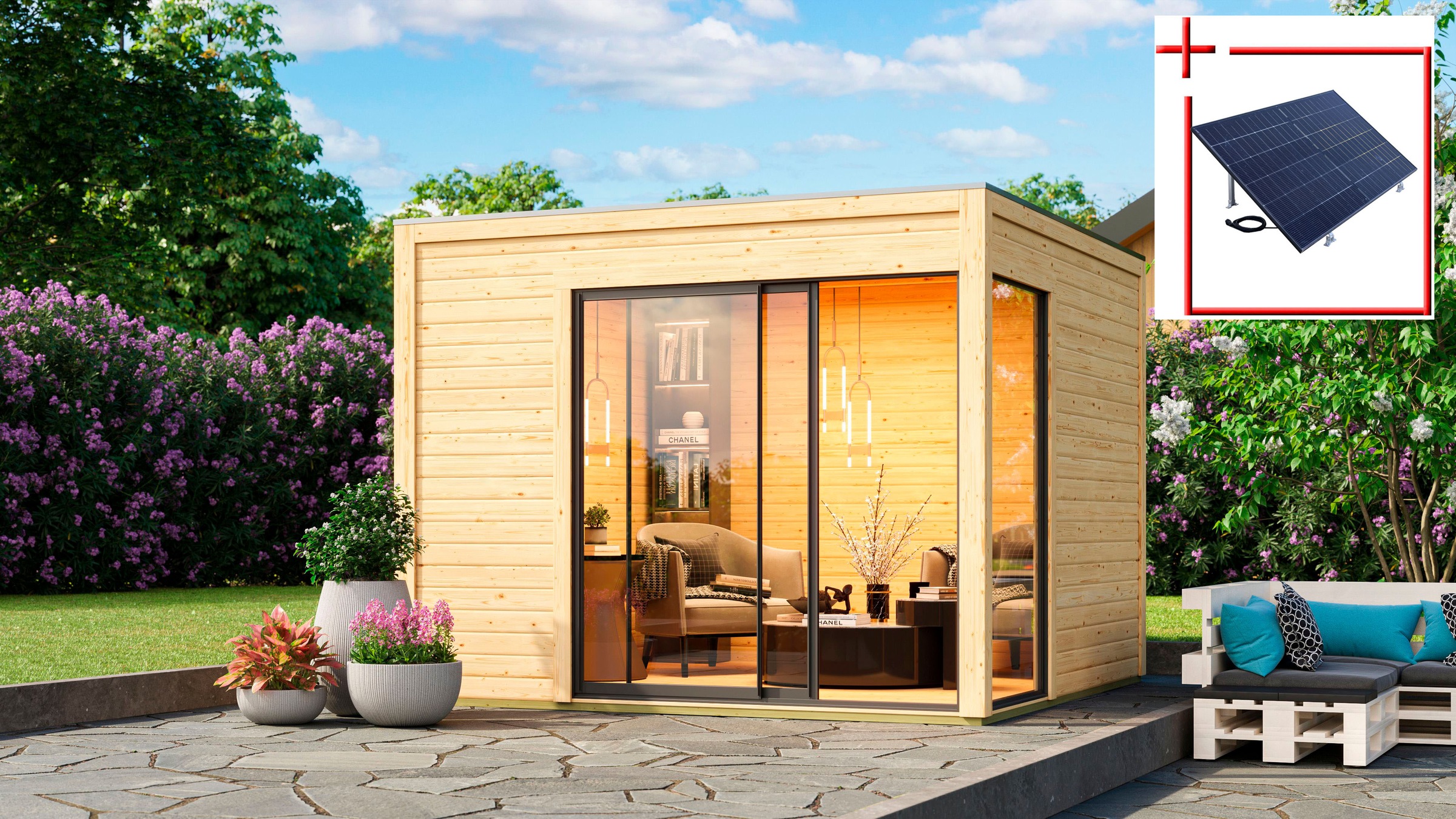 Karibu Gartenhaus ""Ditsche 1", mit Boden und Dachfolie im Paket" naturbela günstig online kaufen