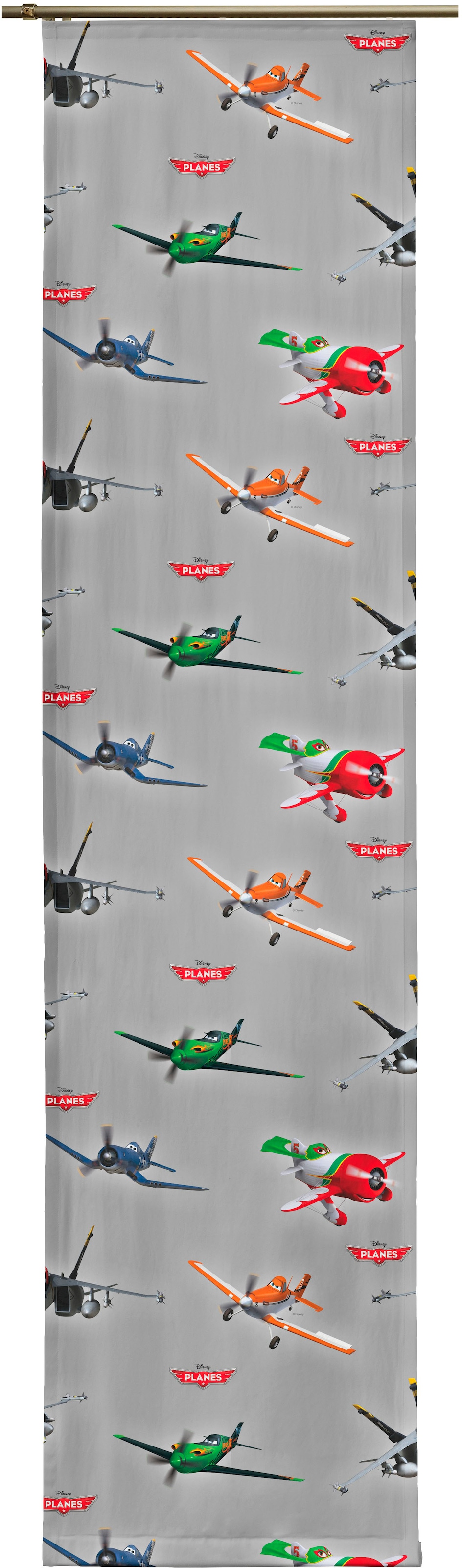 Schiebegardine WIRTH, B:60cm H:175cm, grau, Satin, Polyester, Gardinen, "Planes Lima", Disney