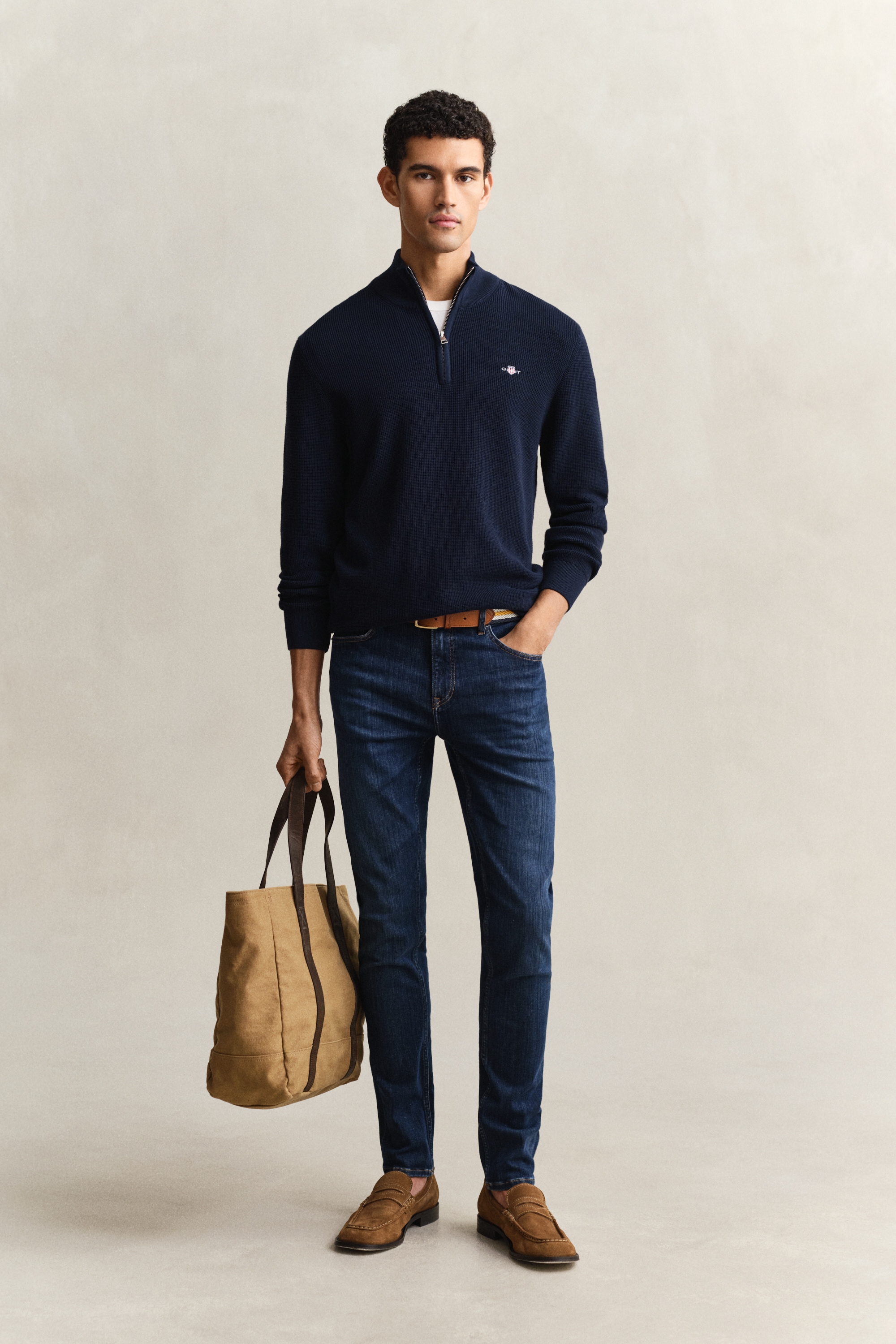 Gant Troyer »MICRO TEXTURED COTTON HALF ZIP« Regular fit mit Troyerkragen