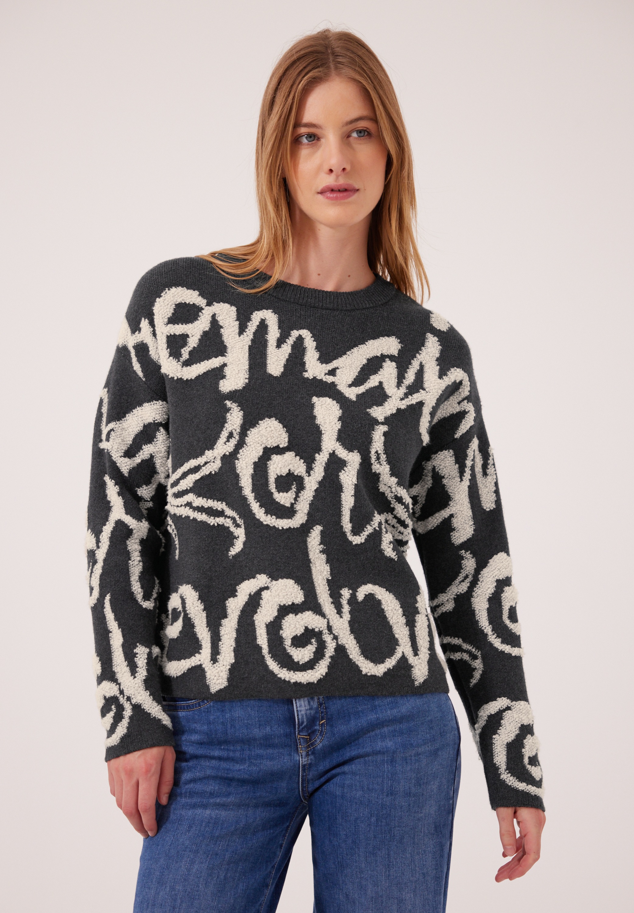 STREET ONE STUDIO Rundhalspullover mit Wording