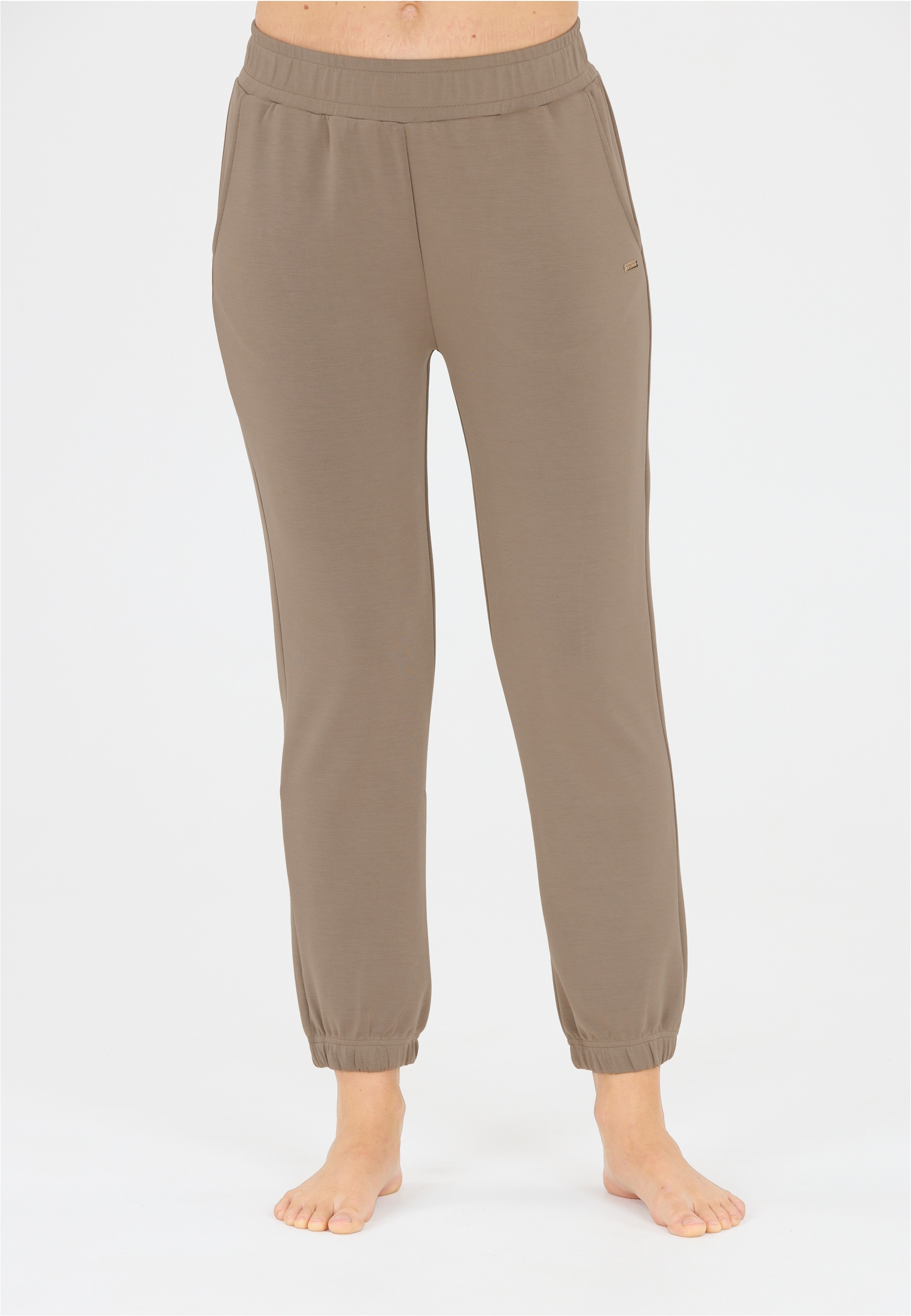 Sweathose ATHLECIA "Jillnana V2", Damen, Gr. 46, EURO-Größen, khaki, 51% Polyester, 44% Modal, 5% Elasthan, unifarben, lang, Hosen Sweathose, aus angenehm weichem Material