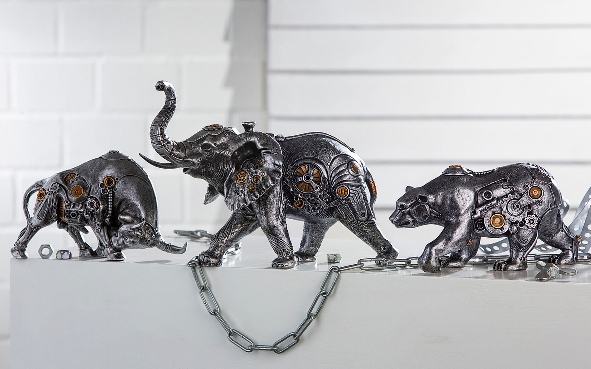 Casablanca by Gilde Tierfigur »Skulptur Steampunk Elephant«, mit kupferfarbenen Elementen