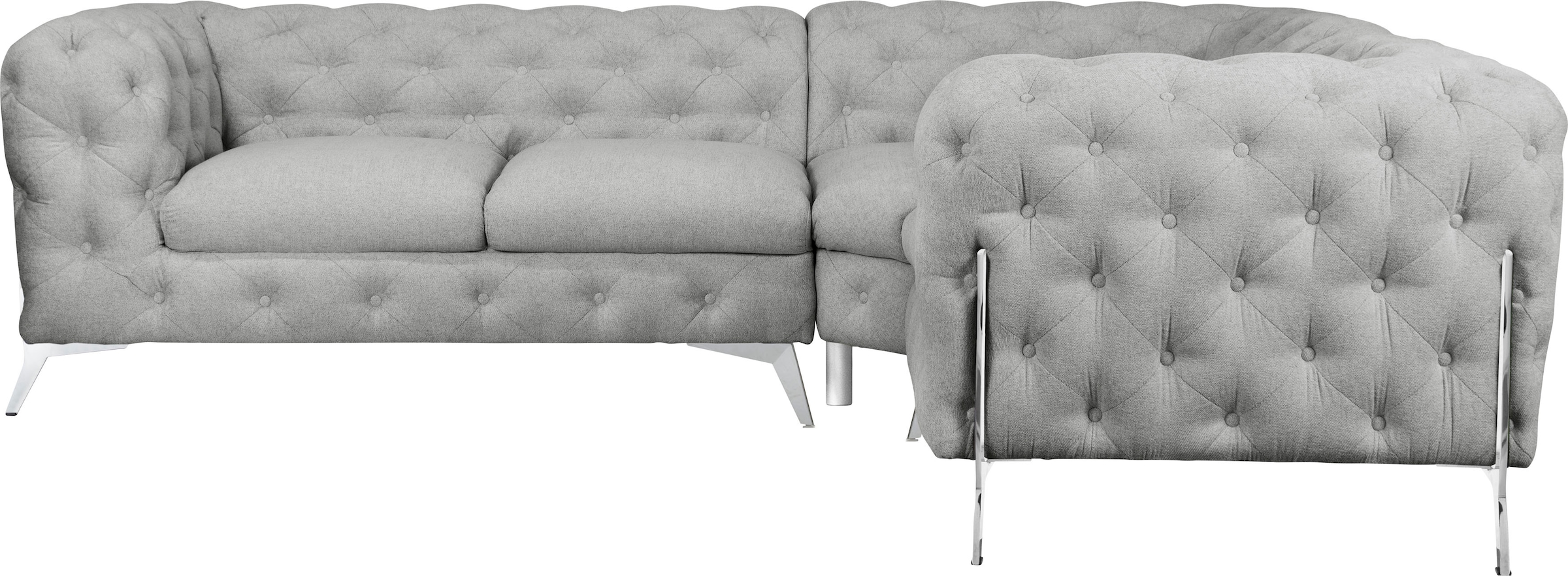 Leonique Chesterfield-Sofa »Amaury L-Form«, Chesterfield-Optik, Breite/Tiefe je 262 cm, Fußfarbe wählbar