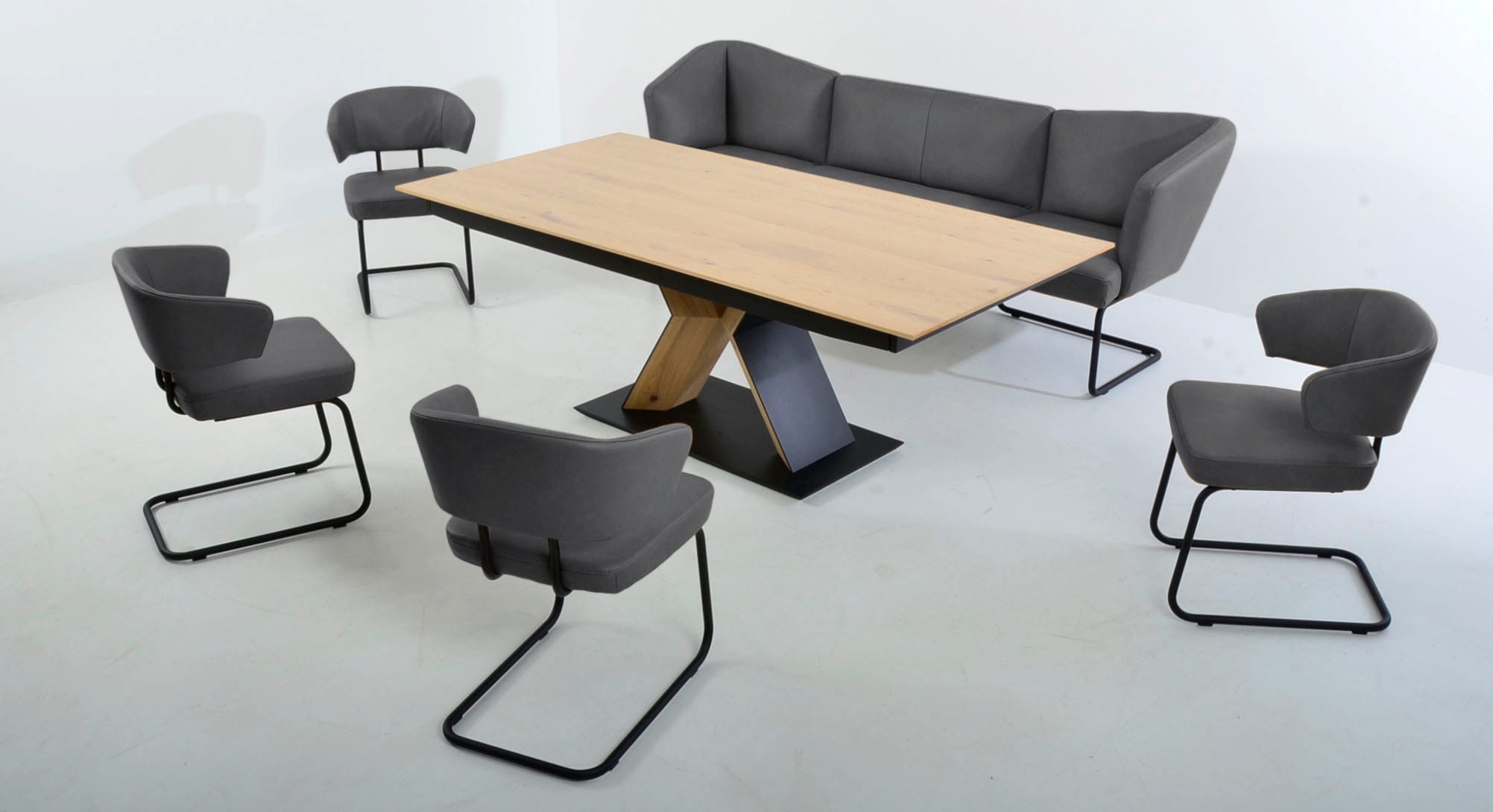 K+W Komfort & Wohnen Essgruppe "Mikkado Tube" 6 Stk. tlg. 4 Freischwinger u günstig online kaufen