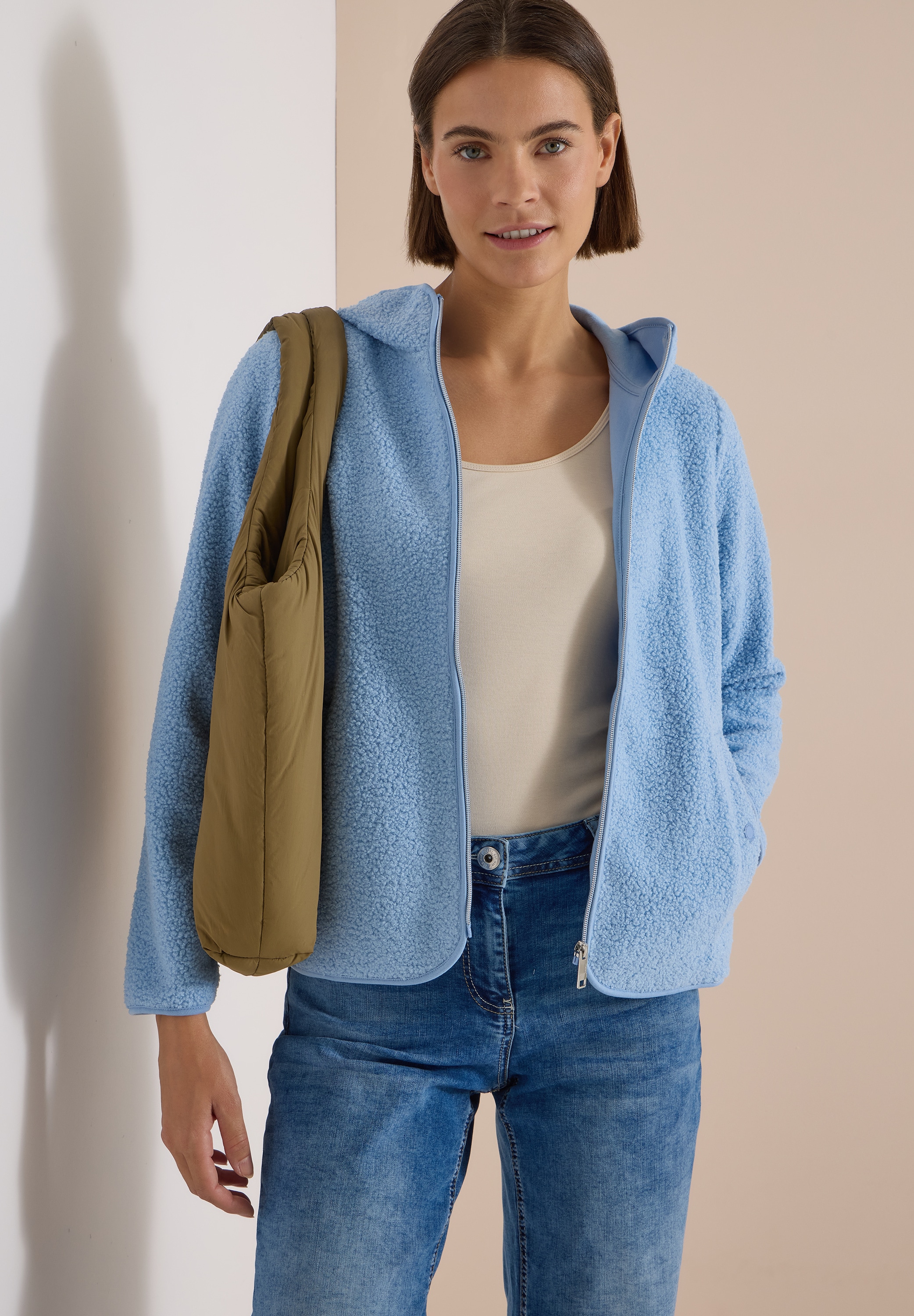 Cecil Kapuzenplüschjacke mit Kapuze weiche Teddy-Qualität, mit Kapuze