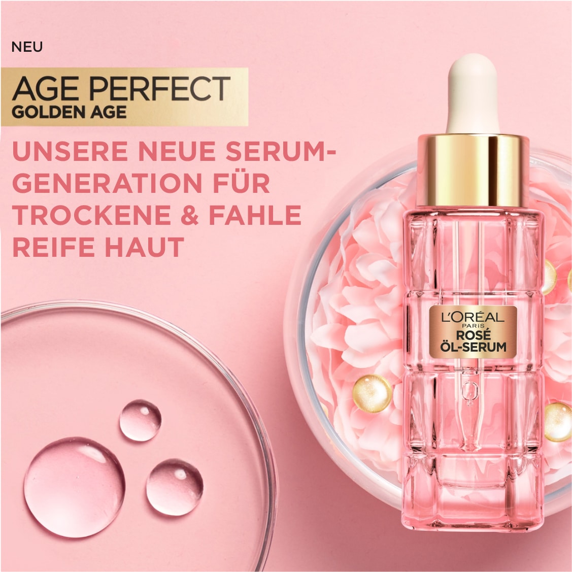 L'ORÉAL PARIS Gesichtsserum »Age Perfect GoldenAge Rosé-Öl Serum«, mit hoher Wirksamkeit