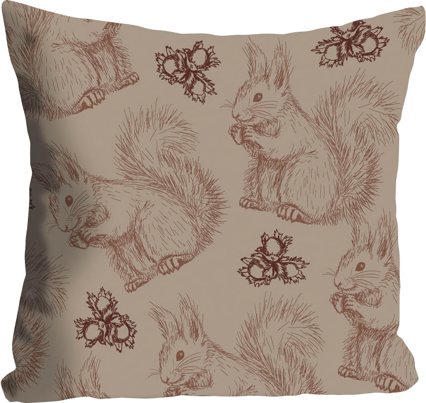 queence Dekokissen "Eichhörnchen" mit Eichhörnchen und Nüssen günstig online kaufen