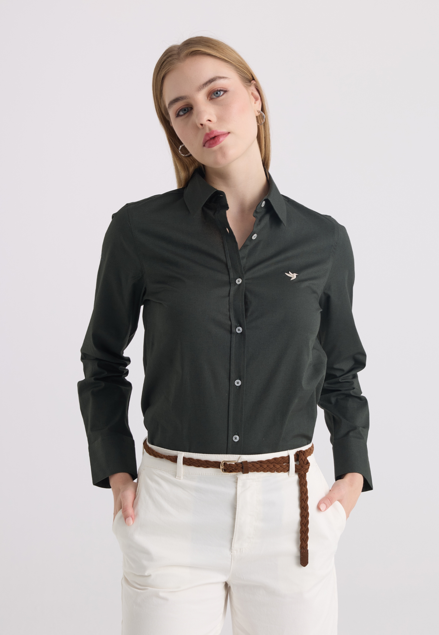 FELIX HARDY Damen Langarmbluse "Langarmhemd", grün, Gr. XL, 97% Baumwolle, 3% Elasthan, Blusen