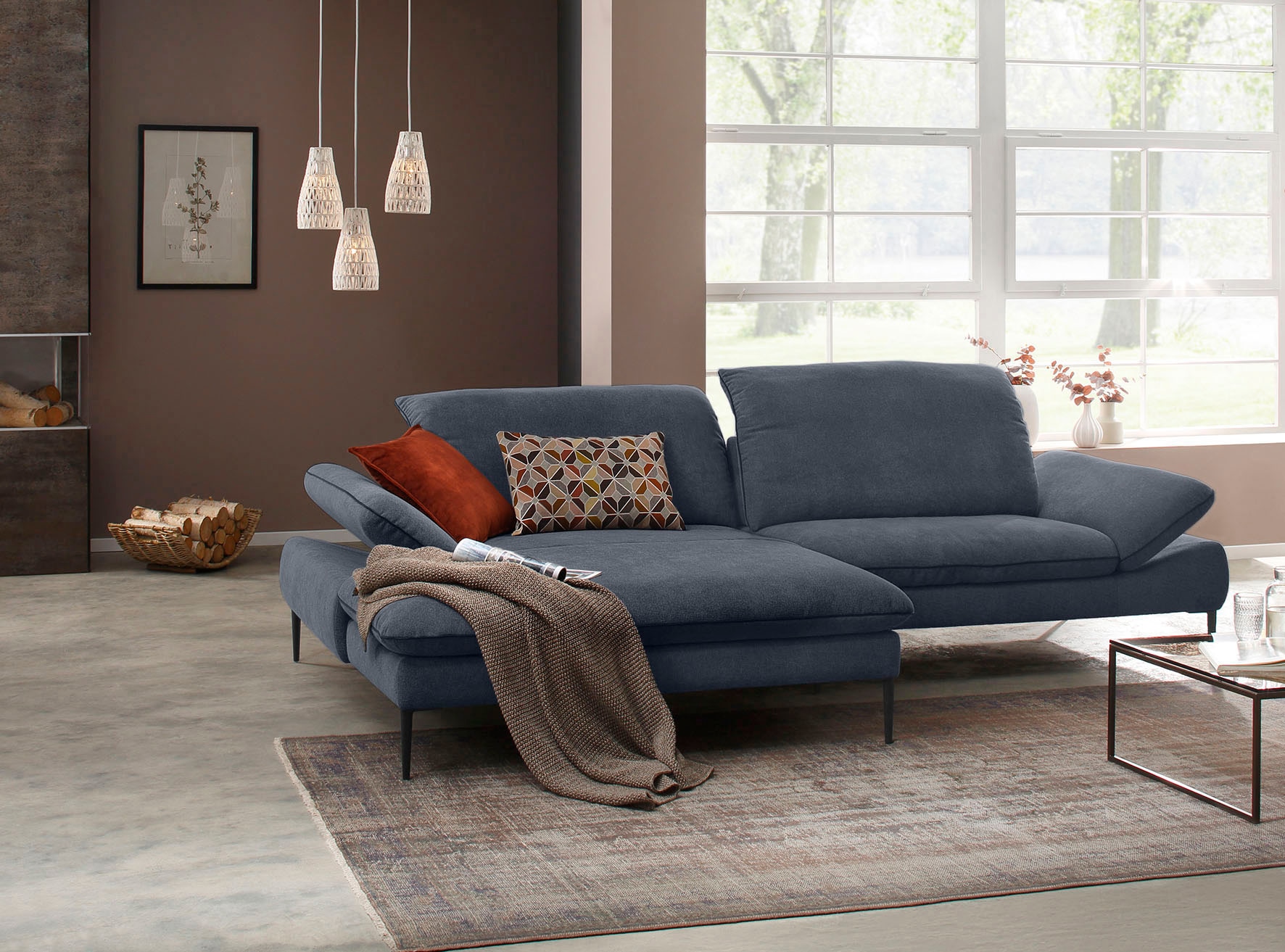 W.SCHILLIG Ecksofa "enjoy&MORE, Designsofa, elegant und bequem, L-Form" Sitztiefenverstellung, Füße schwarz pulverbeschichtet, Breite 294 cm