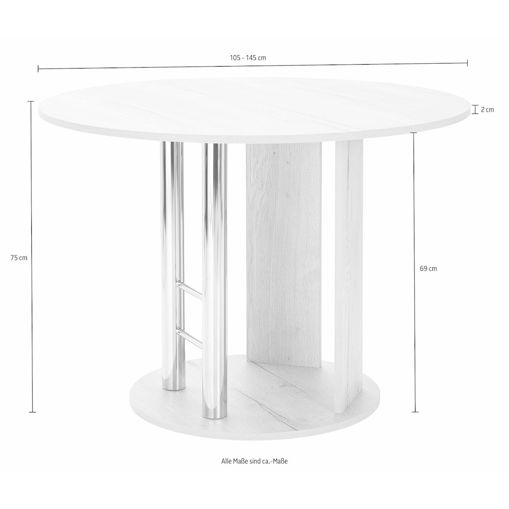 Home affaire Säulen-Esstisch »Rondell«, Breite 105-145 cm